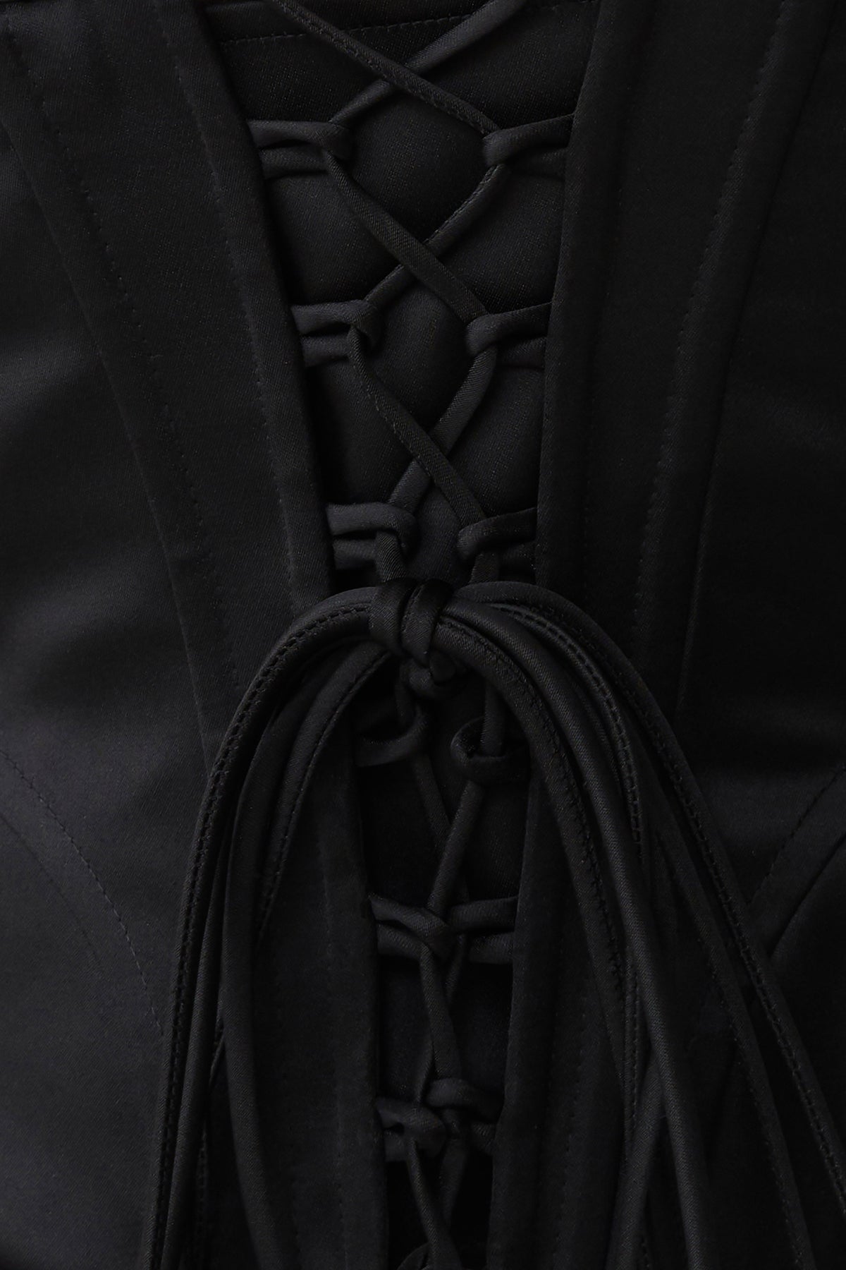 Melina Satin Peplum Corset Top - Black #5