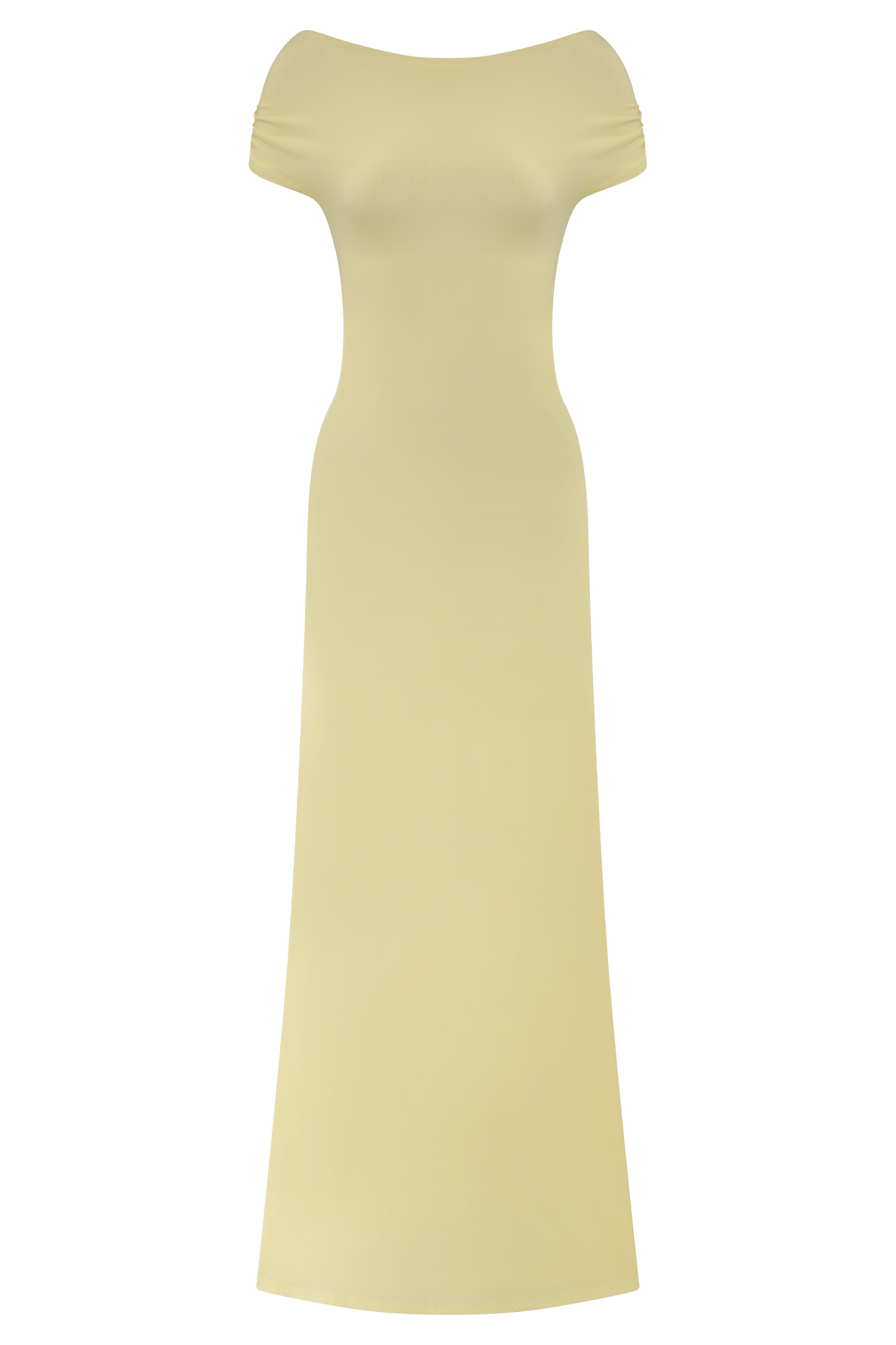 Imogen Off Shoulder Slinky Maxi Dress - Lemon #7