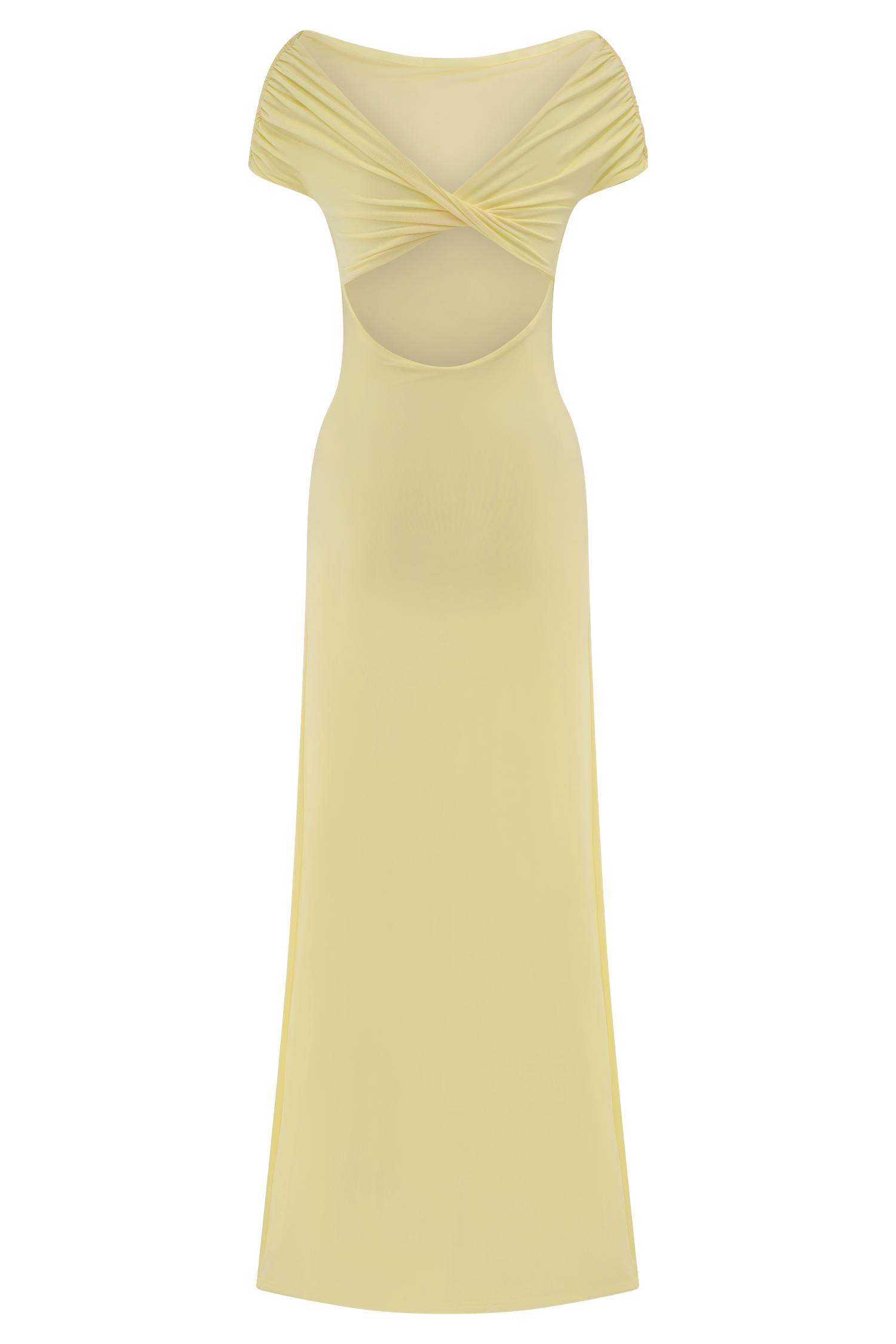 Imogen Off Shoulder Slinky Maxi Dress - Lemon #6
