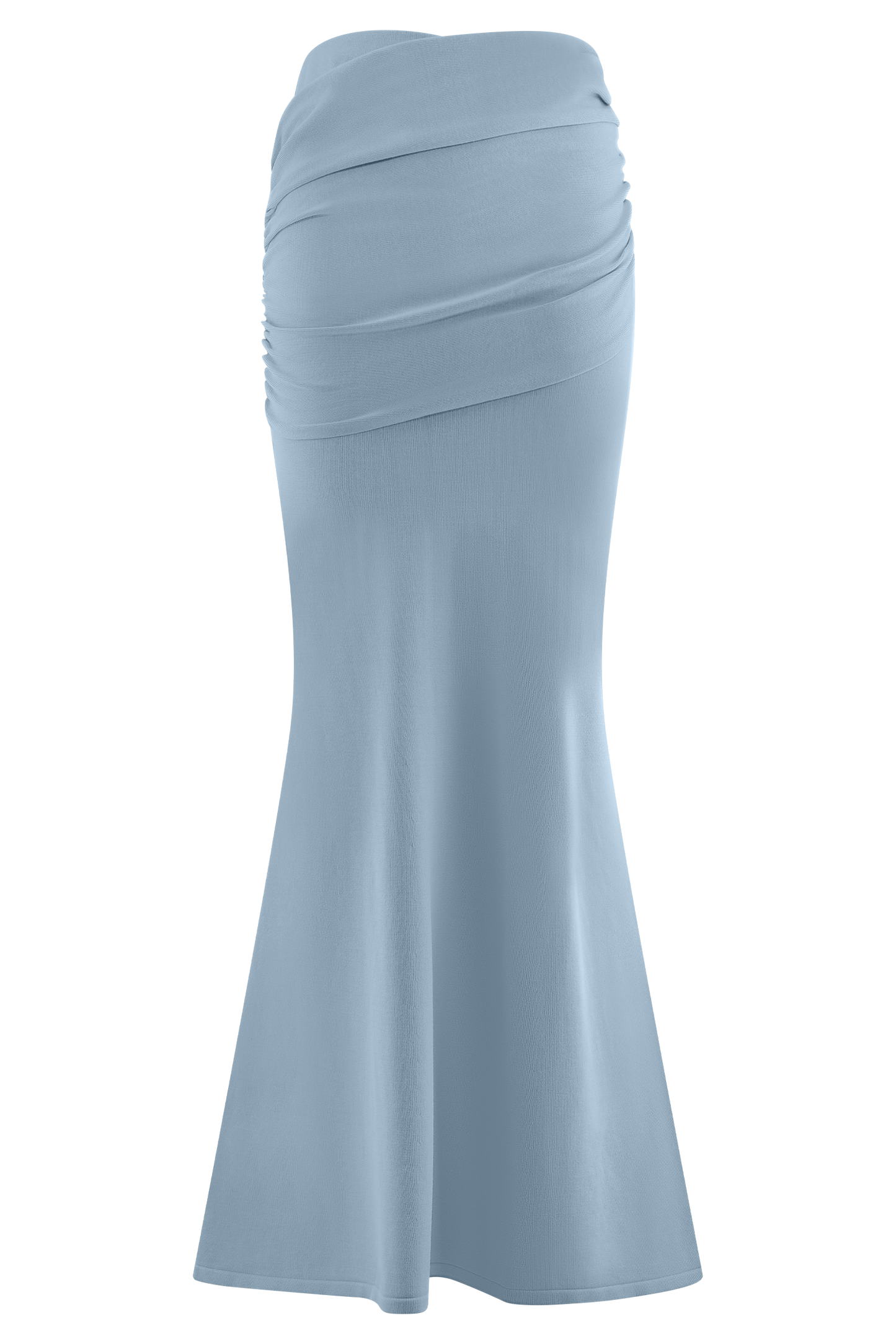 Irene Gathered Knit Maxi Skirt - Blue