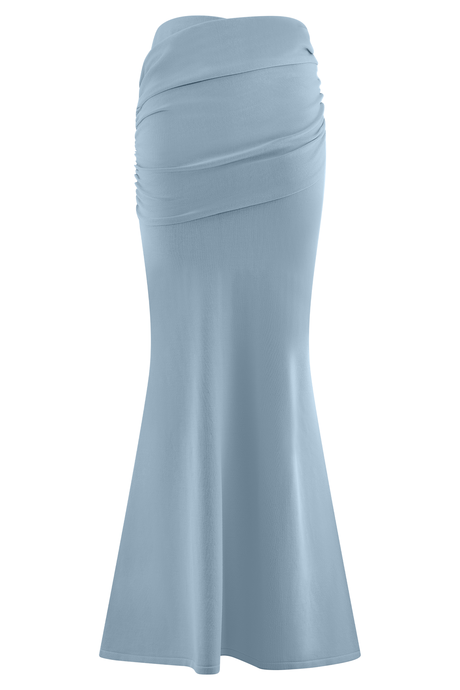 Irene Gathered Knit Maxi Skirt - Blue #11