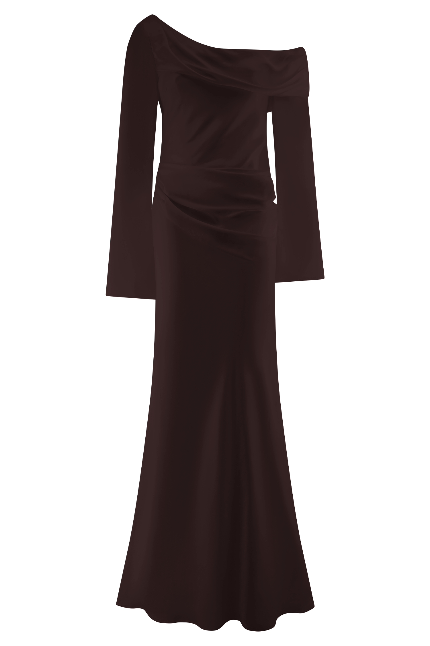 Iris Long Sleeve Satin Maxi Dress - Dark Chocolate #11