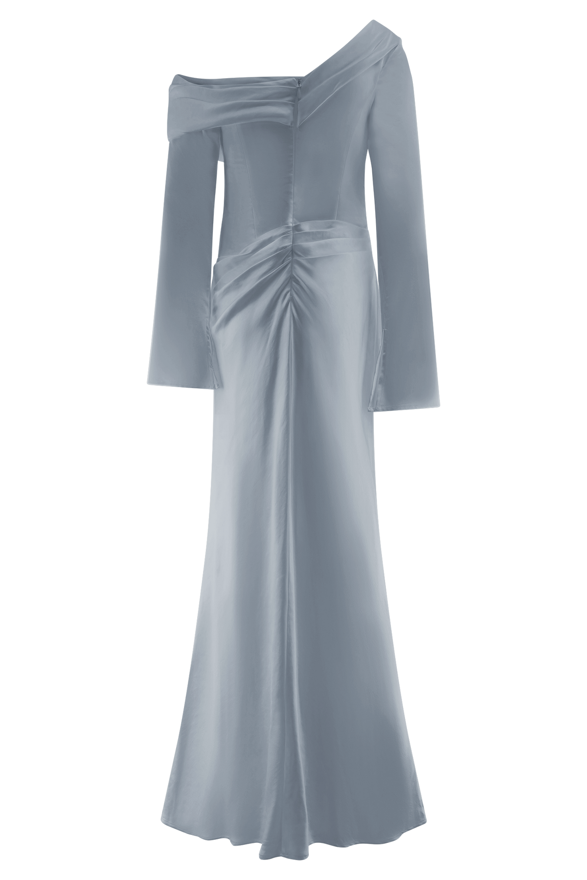 Iris Long Sleeve Satin Maxi Dress - Frosted Blue #12