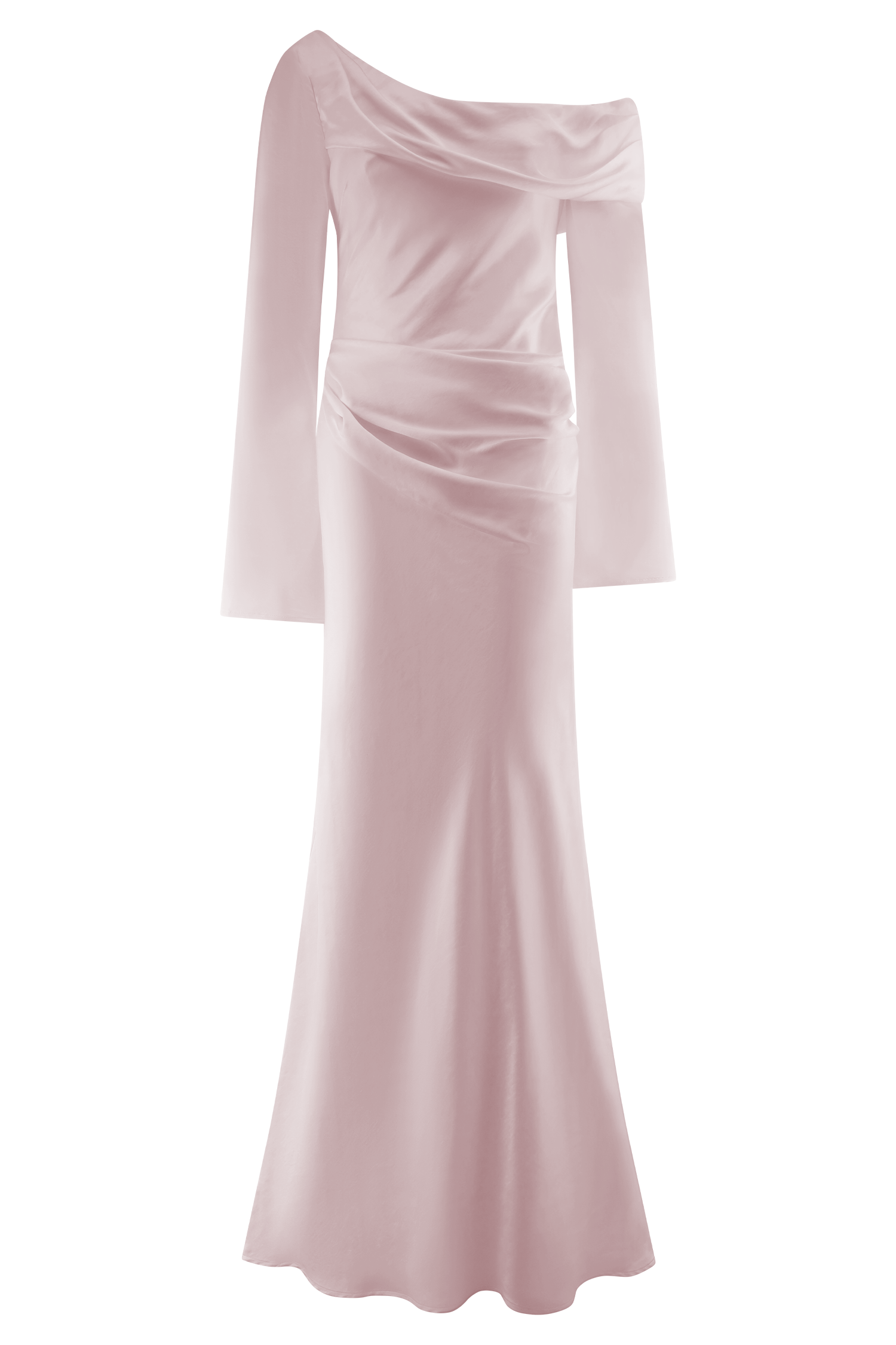 Iris Long Sleeve Satin Maxi Dress - Soft Pink #11