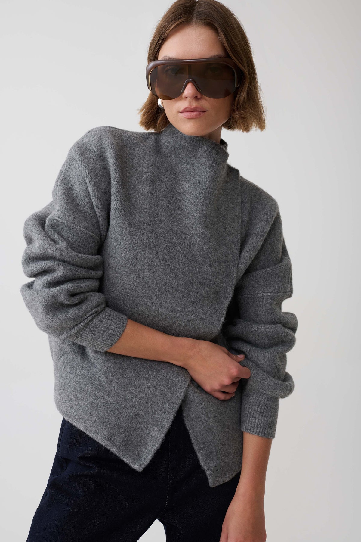 Brittany Blouson Knit Cardigan - Charcoal #4