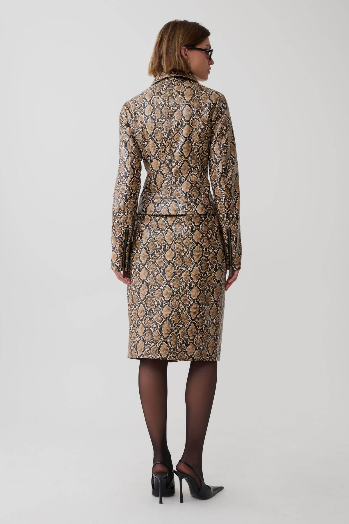 Bonnie Faux Leather Zip Up Jacket - Snake Print #5