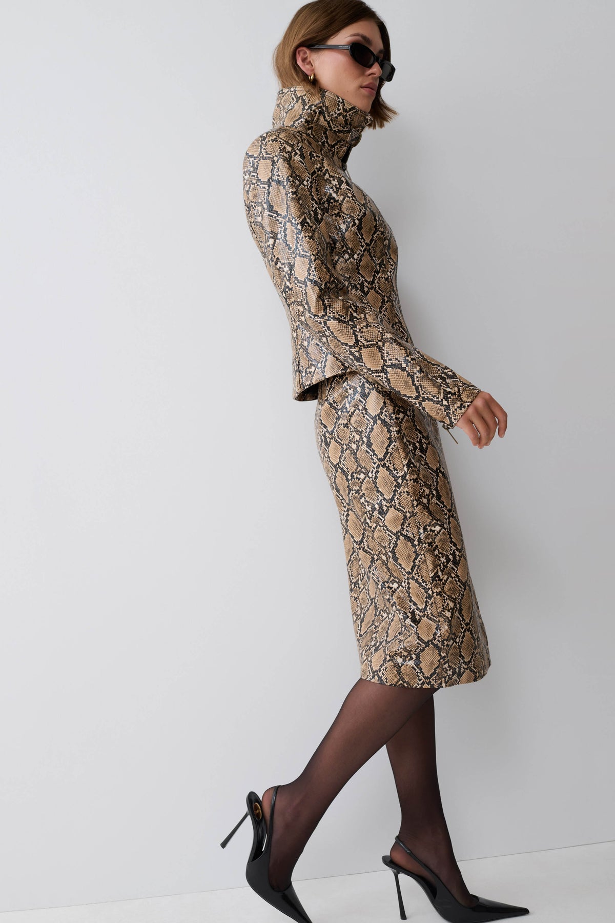 Bonnie Faux Leather Zip Up Jacket - Snake Print #7
