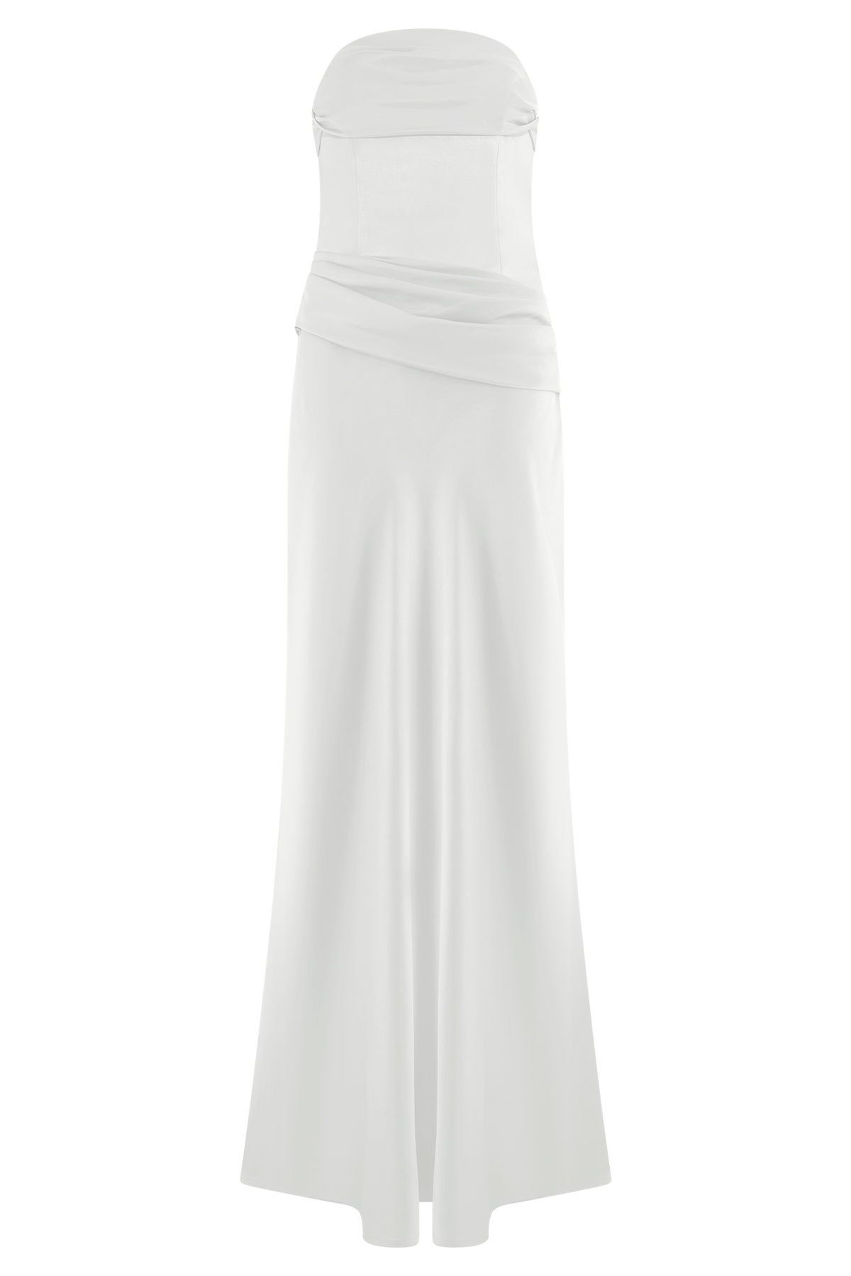 Jasmine Strapless Satin Maxi Dress - White
