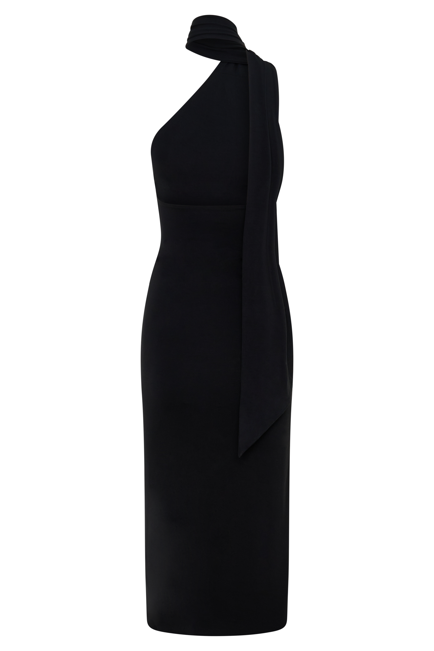 Jemma One Shoulder Tie Midi Dress - Black #8