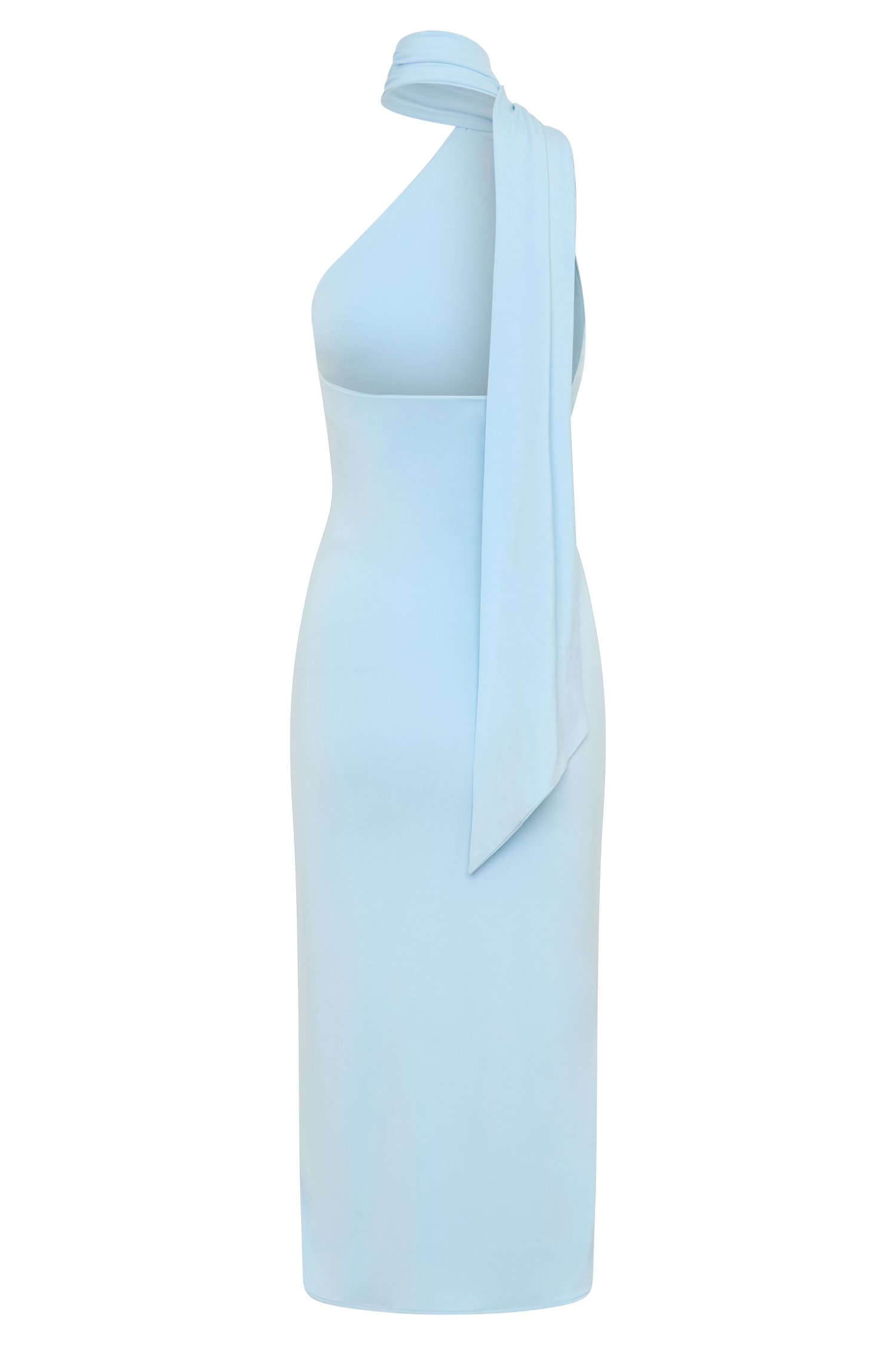 Jemma One Shoulder Tie Midi Dress - Pale Blue #8