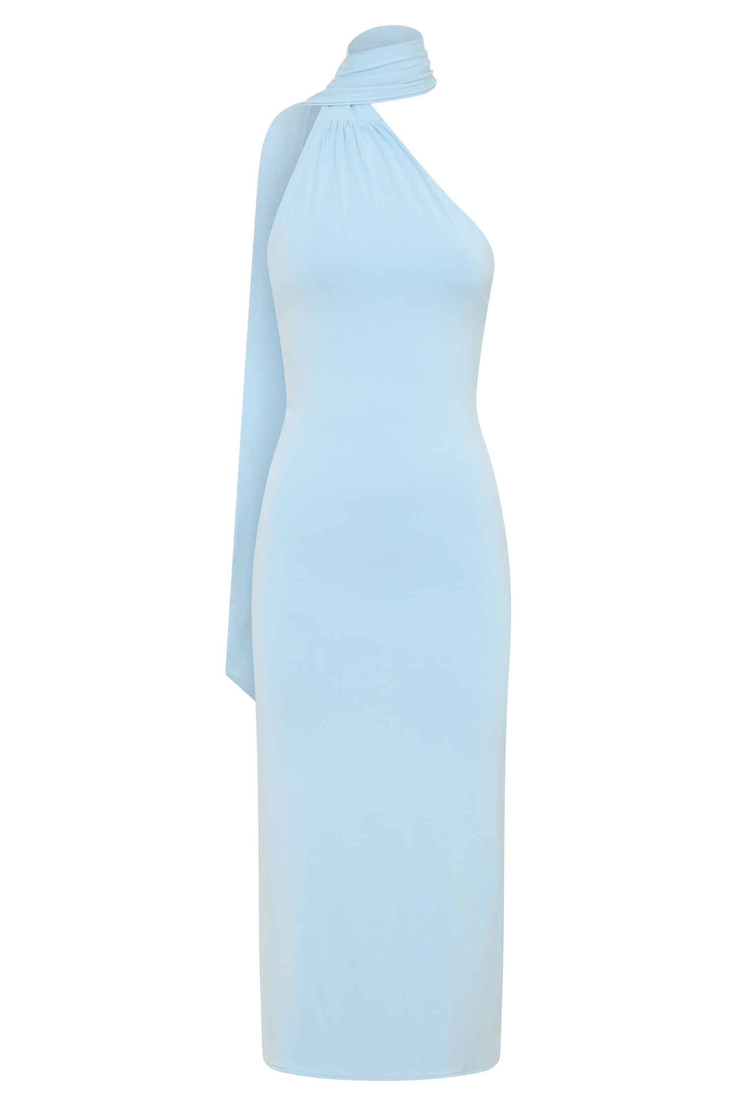Jemma One Shoulder Tie Midi Dress - Pale Blue #9