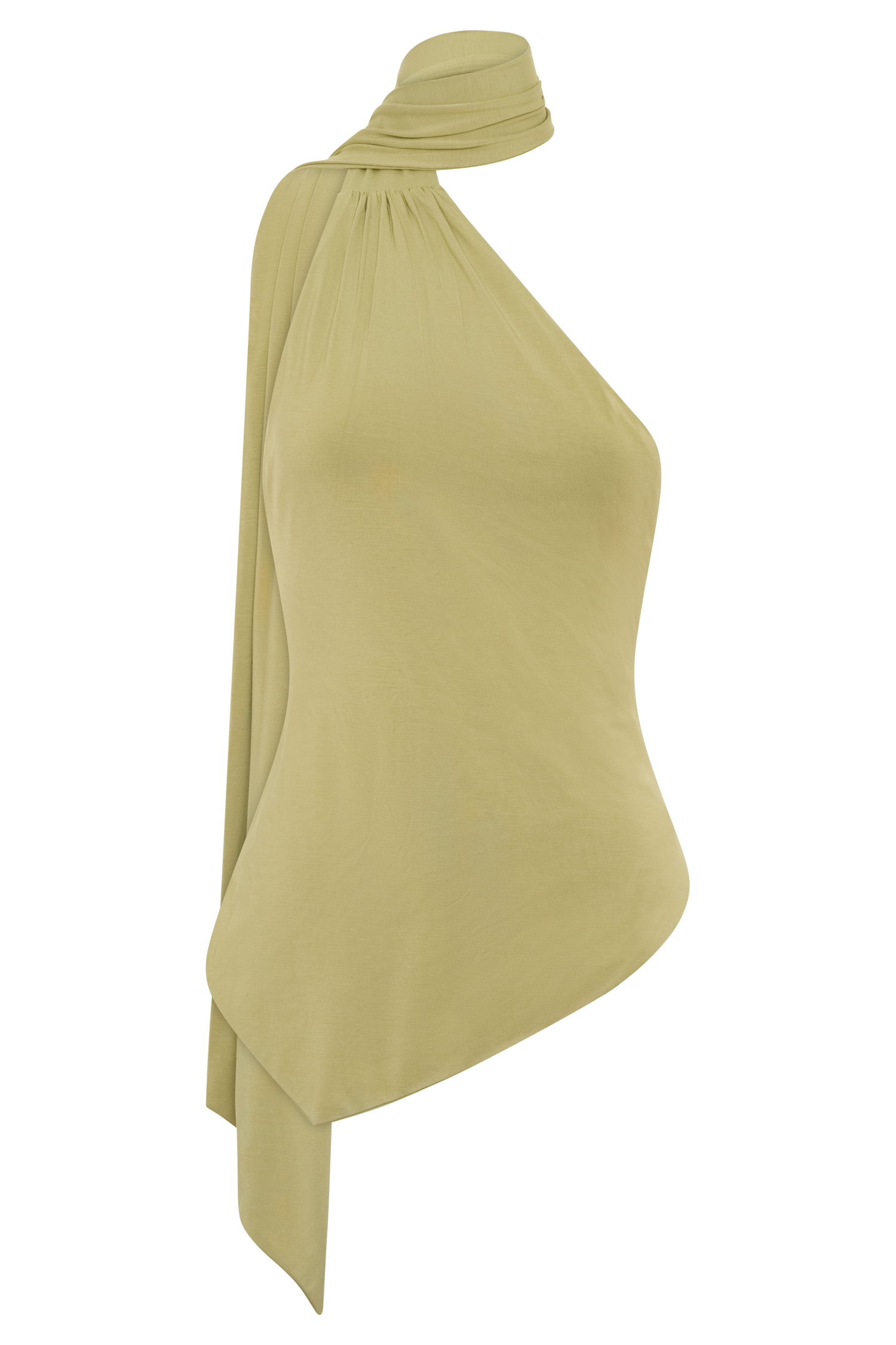 Jemma One Shoulder Tie Top - Apple Sage #9