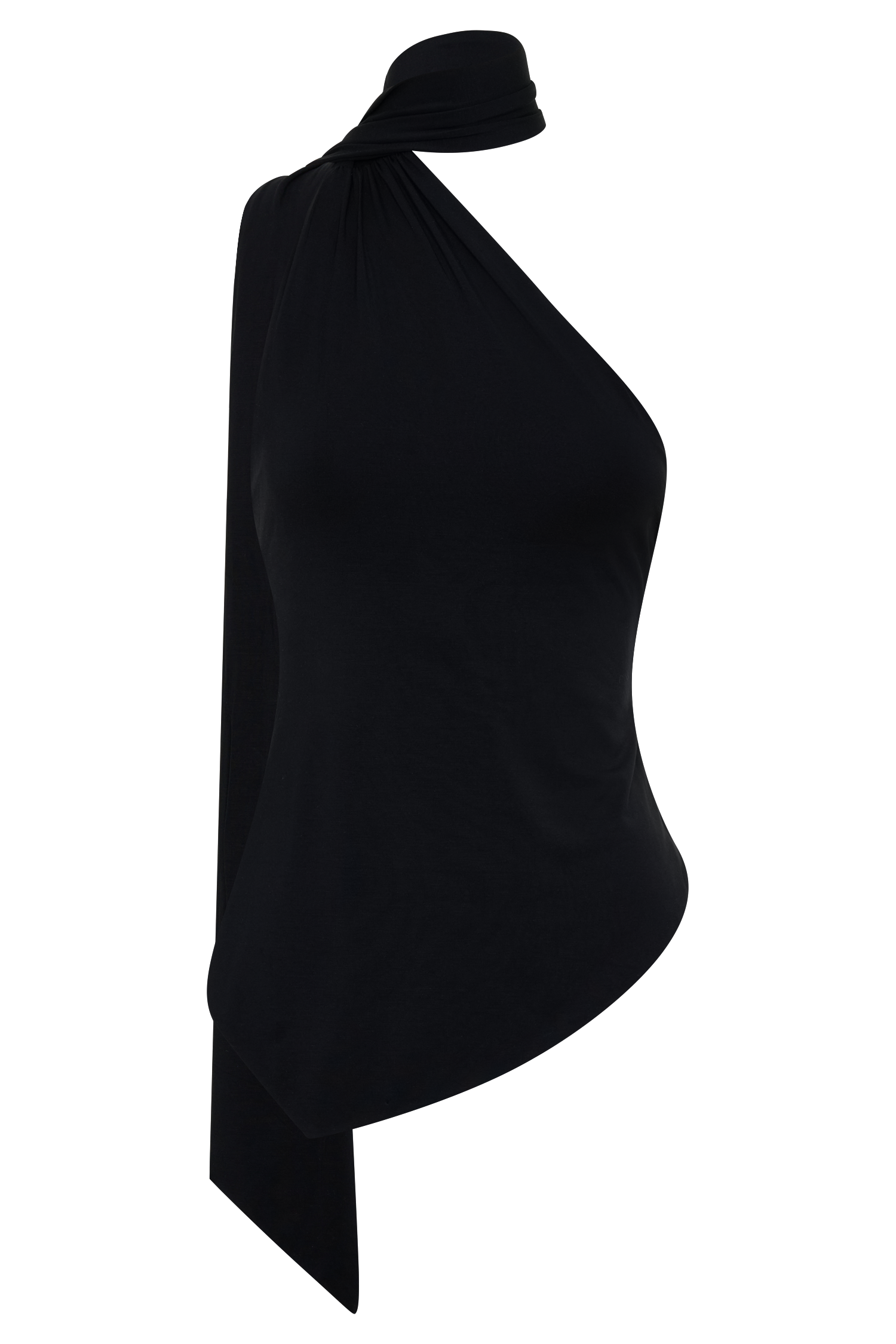 Jemma One Shoulder Tie Top - Black #7