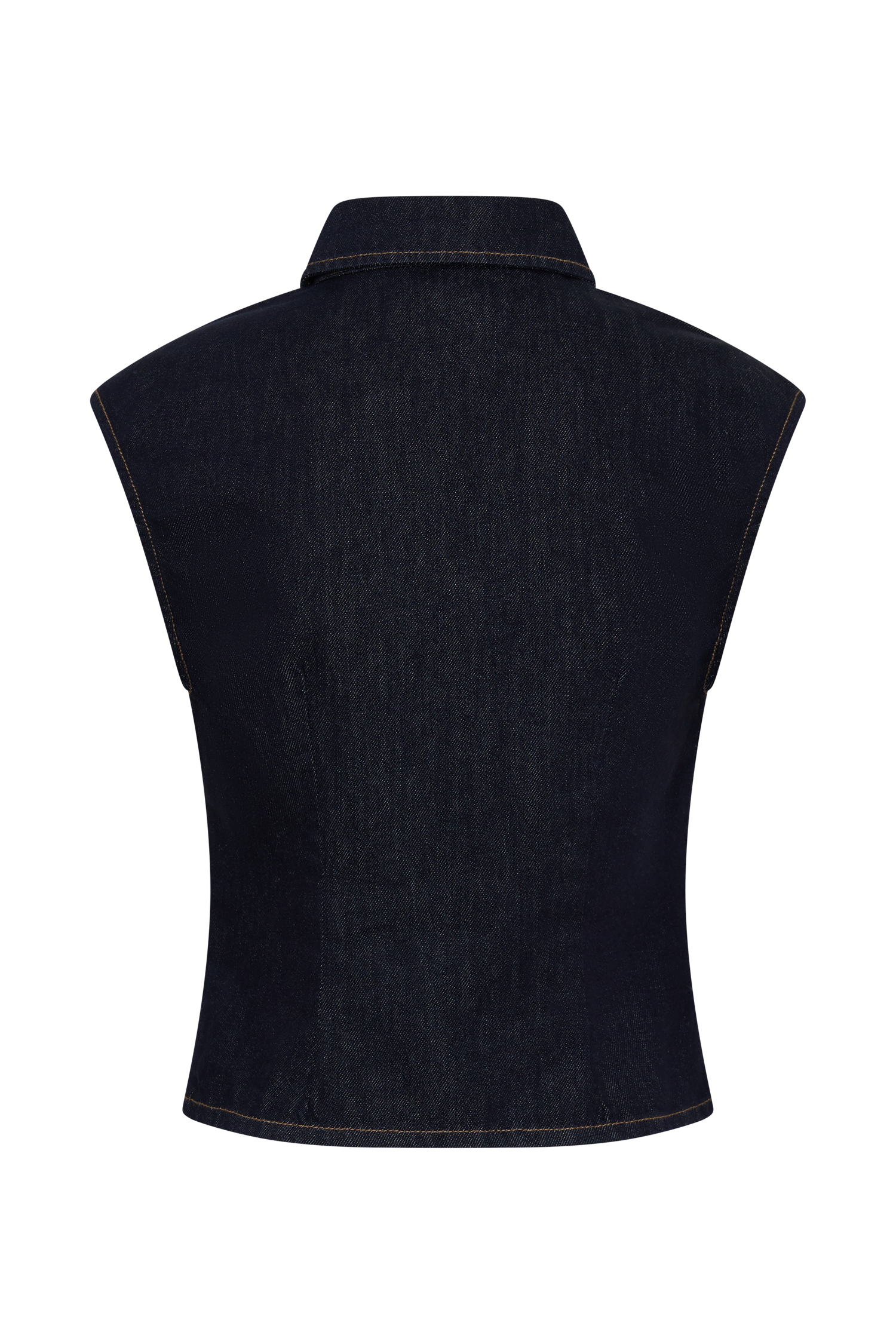Jeremy Collared Denim Longline Top - Washed Indigo Blue #8