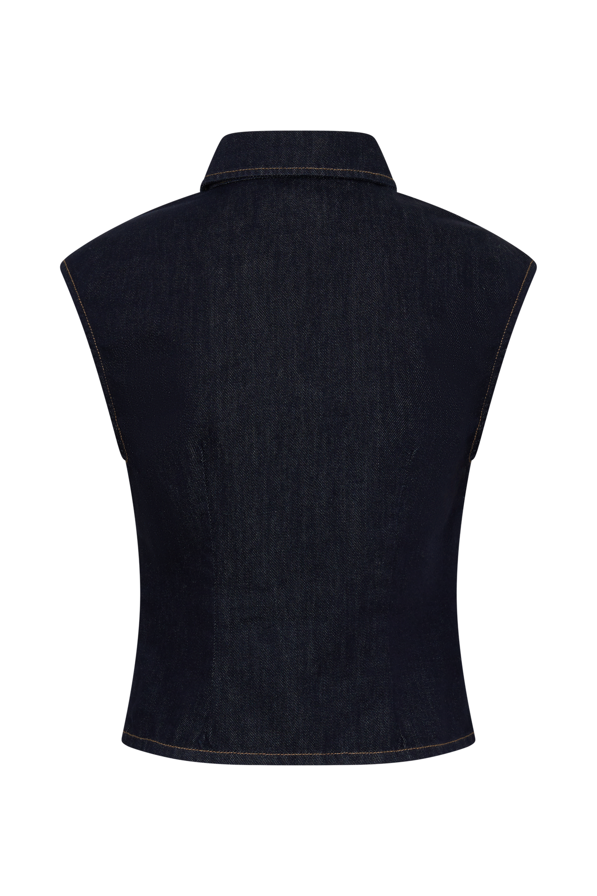 Jeremy Collared Denim Longline Top - Washed Indigo Blue