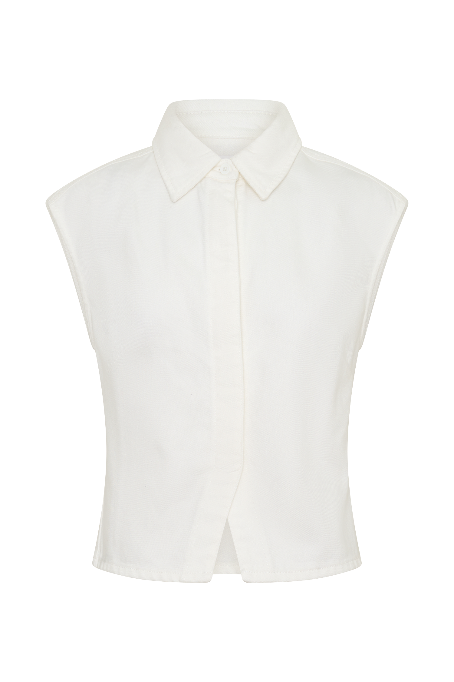 Jeremy Collared Denim Longline Top - White #8