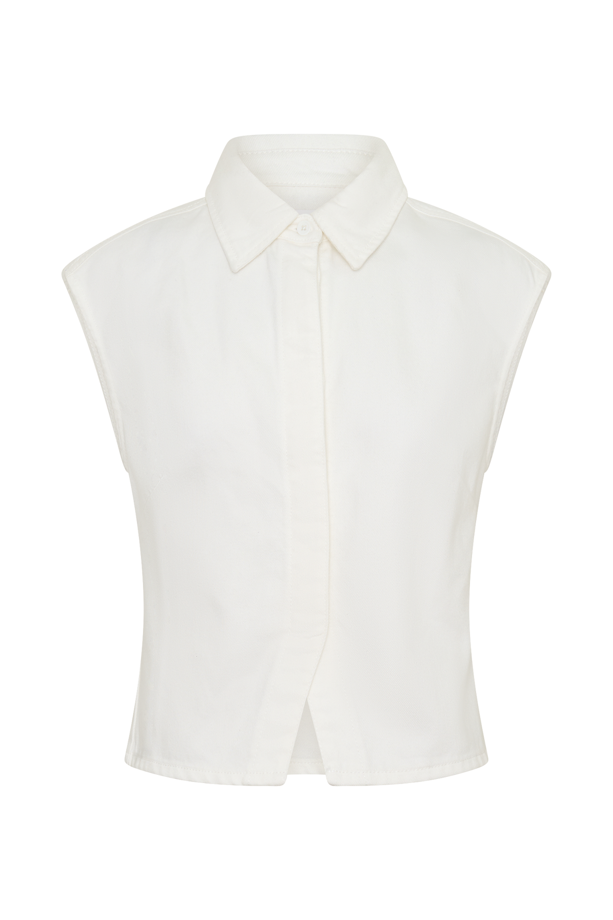 Jeremy Collared Denim Longline Top - White #9