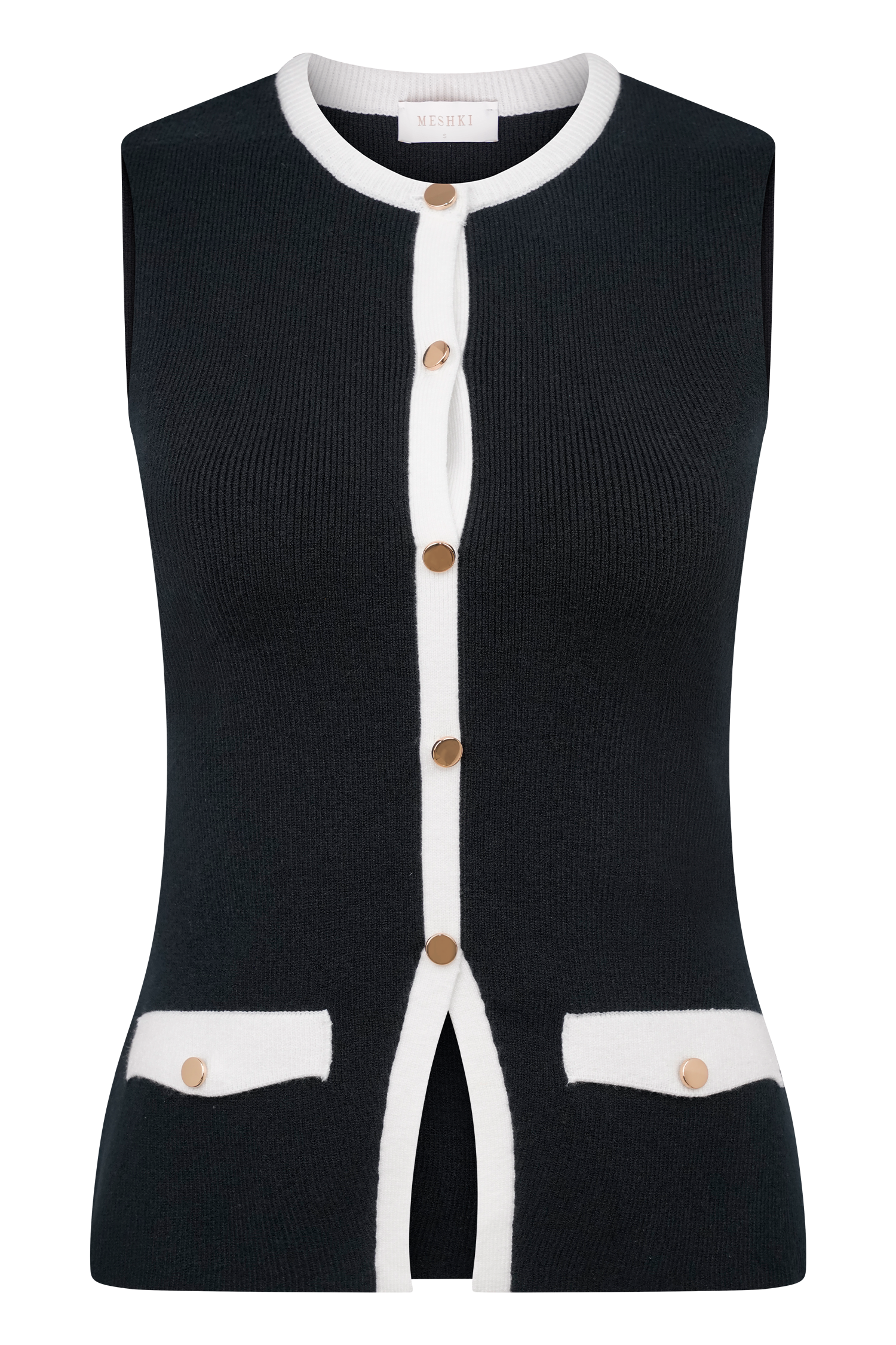 Julianne Contrast Knit Top - Black/White #7