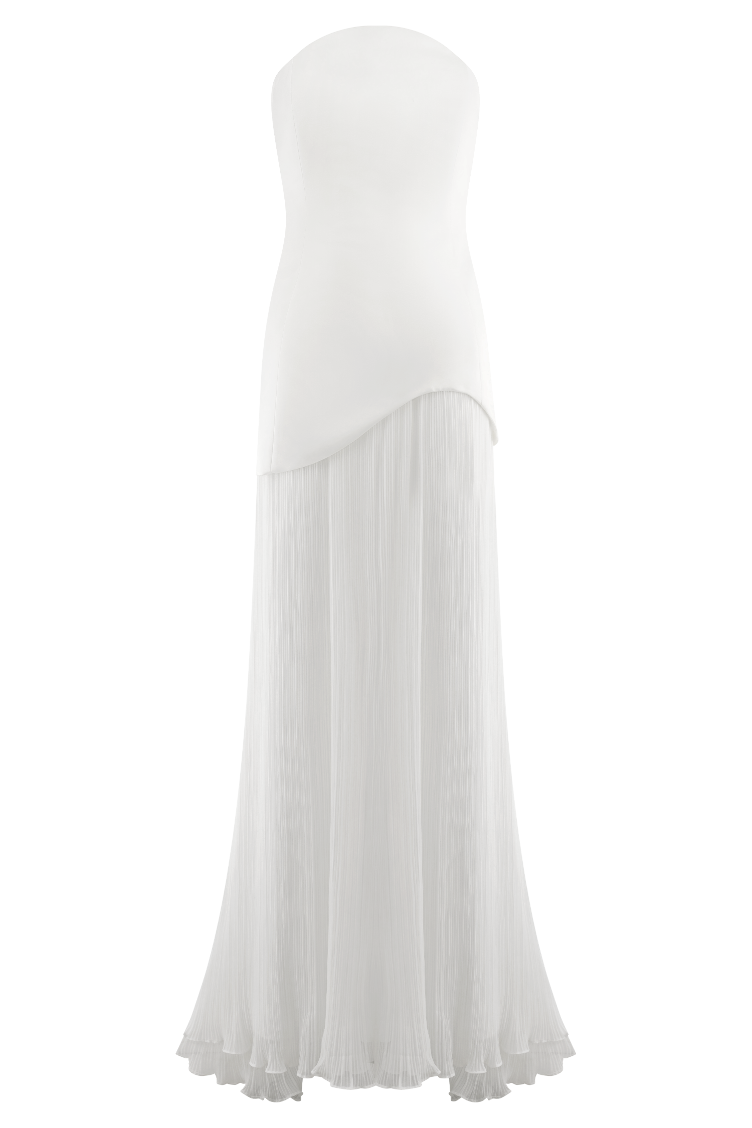 Juno Strapless Pleated Maxi Gown - White #15