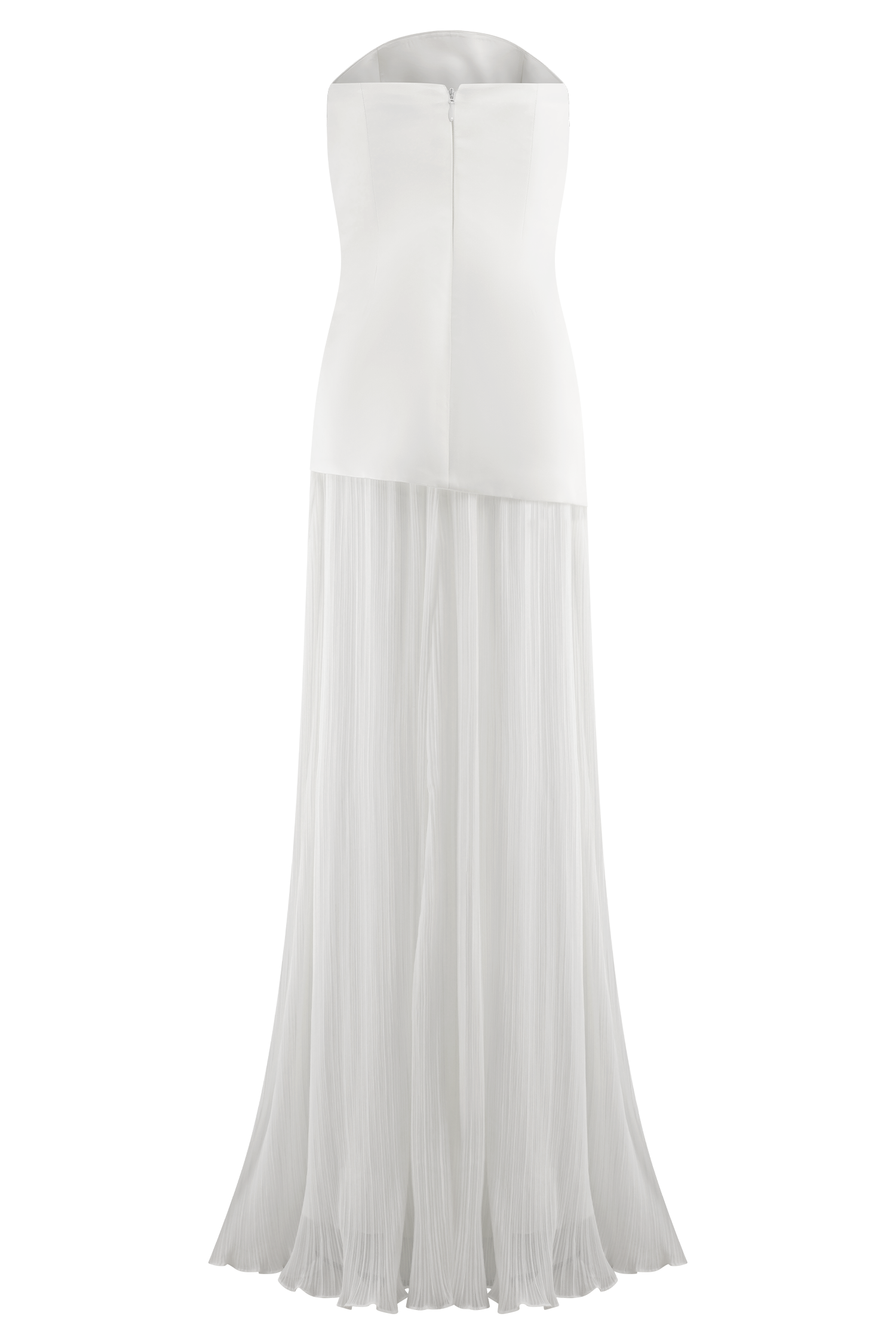 Juno Strapless Pleated Maxi Gown - White #11