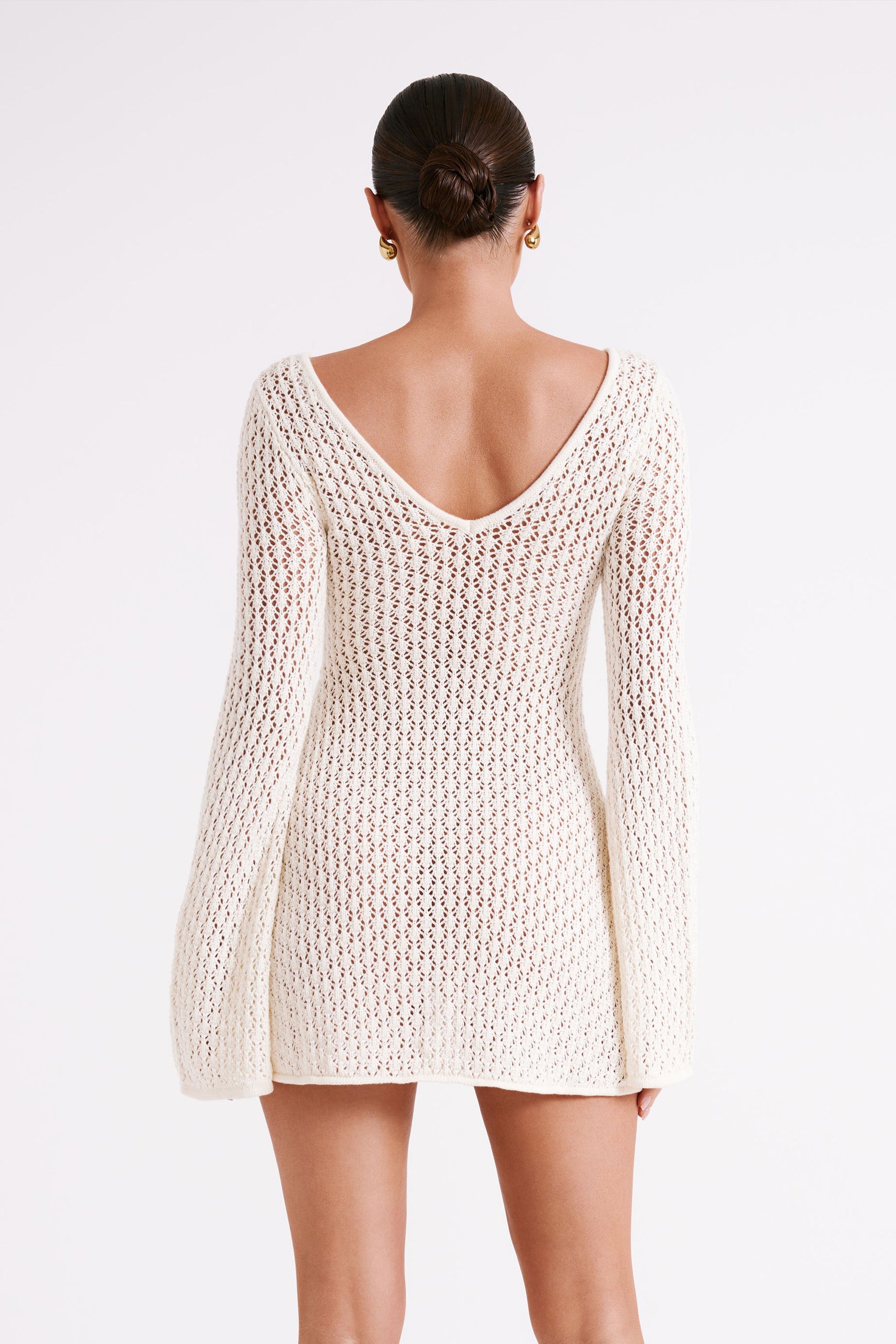 Kayleigh Crochet Knit Mini Dress - White #3