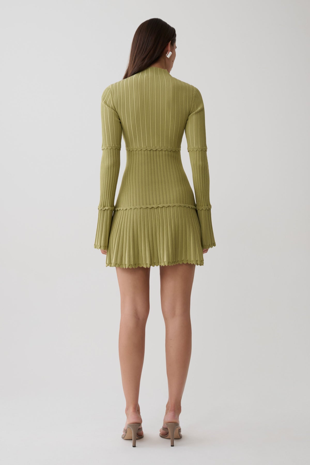 Adena Pointelle Knit Mini Dress - Olive #2