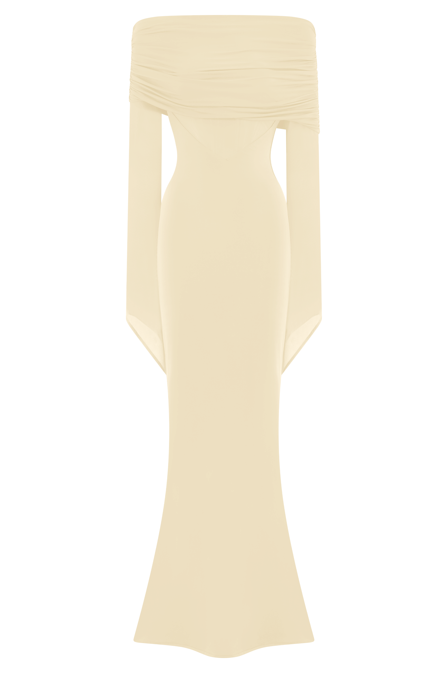 Kaitlin One Shoulder Slinky And Mesh Maxi Dress - Ivory #9