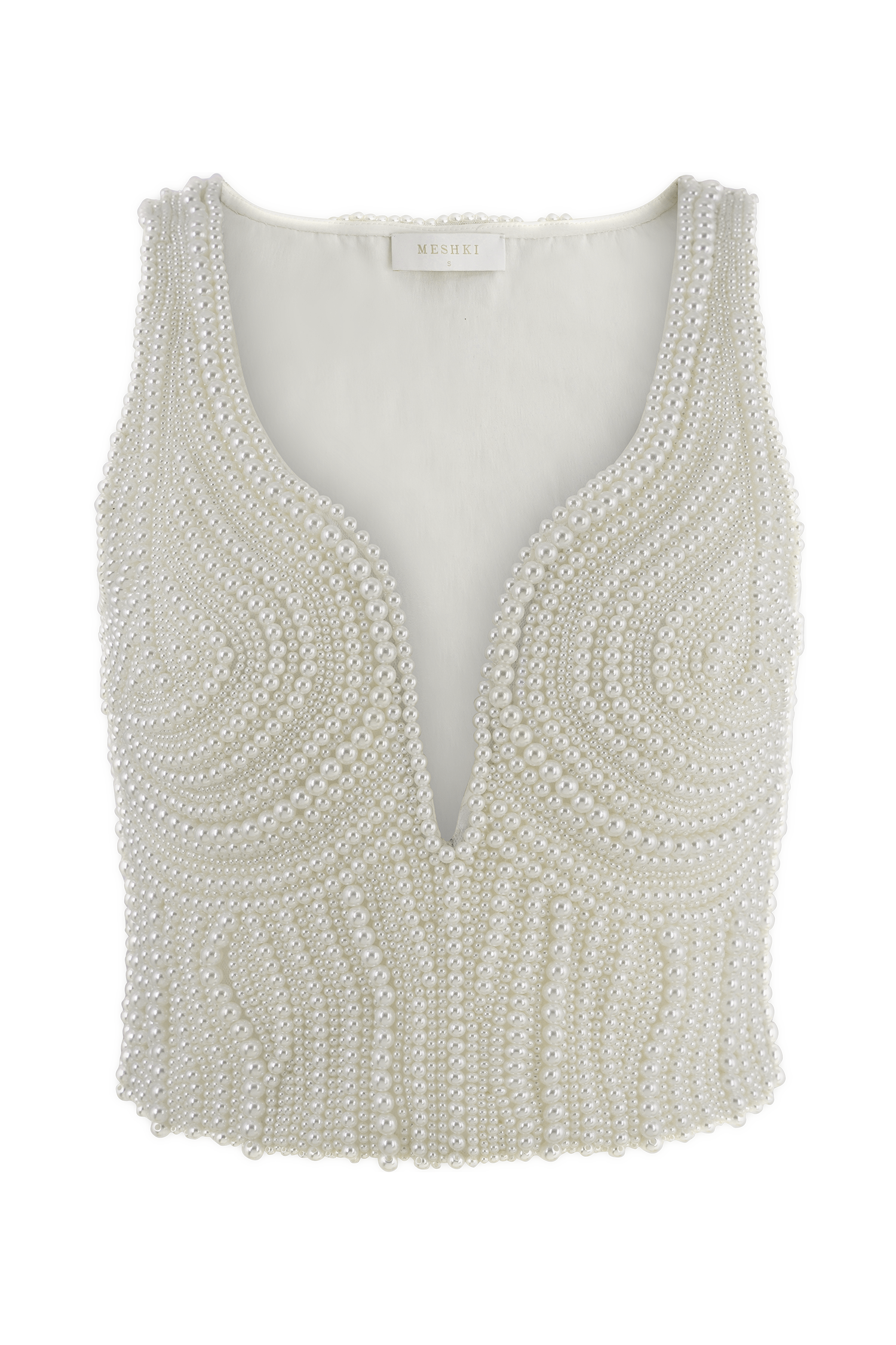 Kathia Pearl Hand Beaded Top - White #11