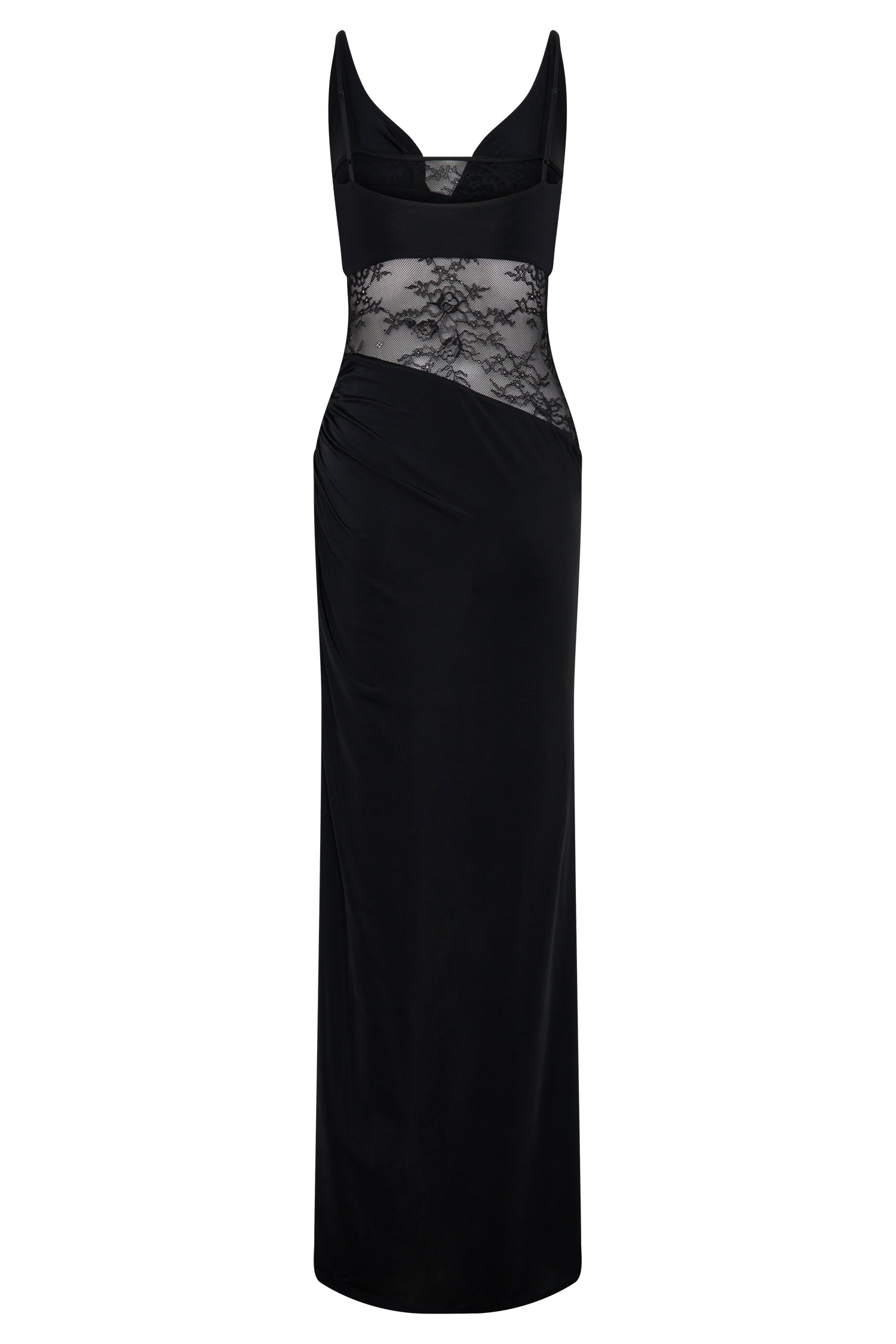 Kelela Draped Slinky And Lace Maxi Dress - Black #6