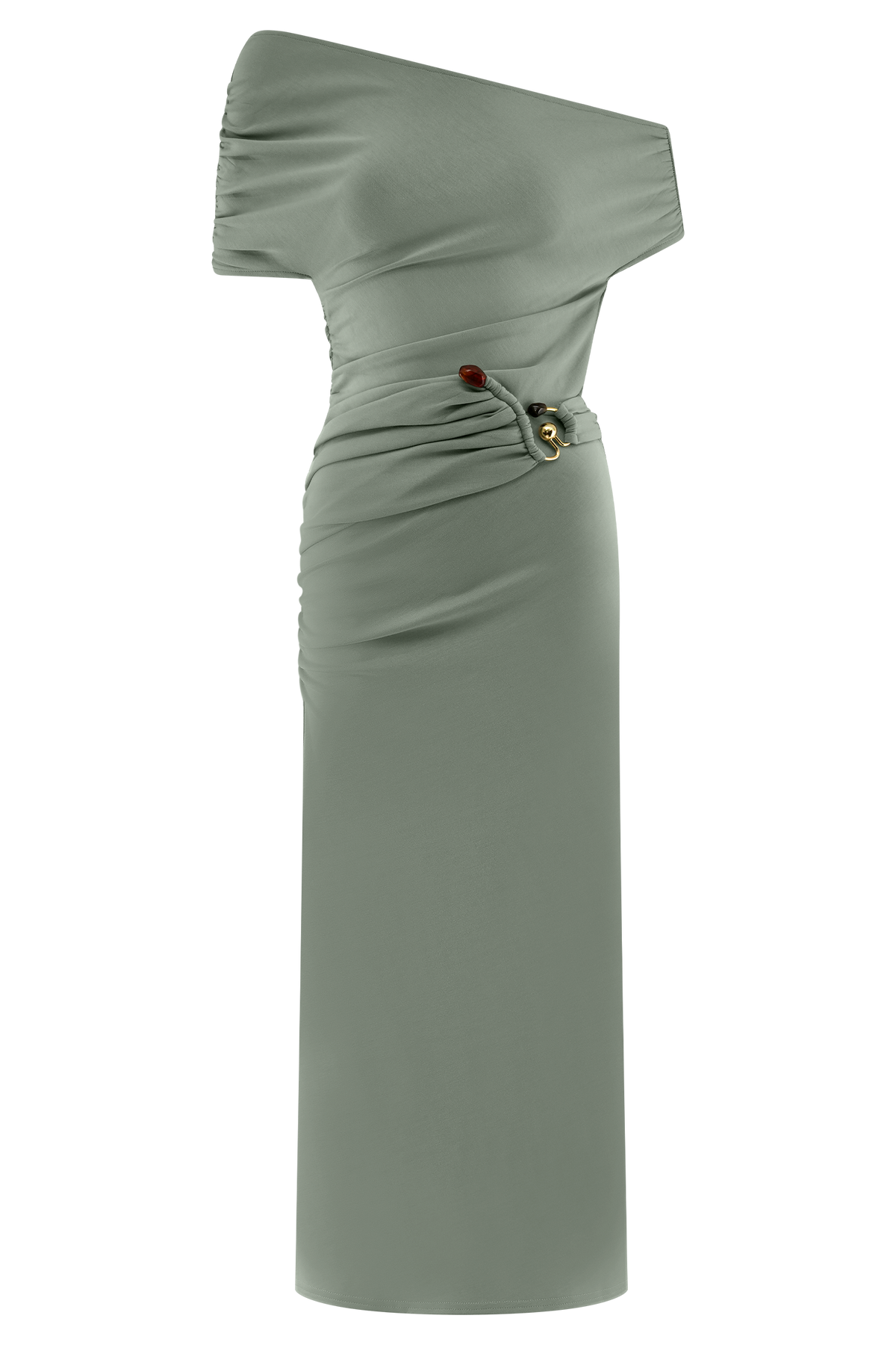 Kendra Scuba Jersey Midi Dress With Hardware - Sage