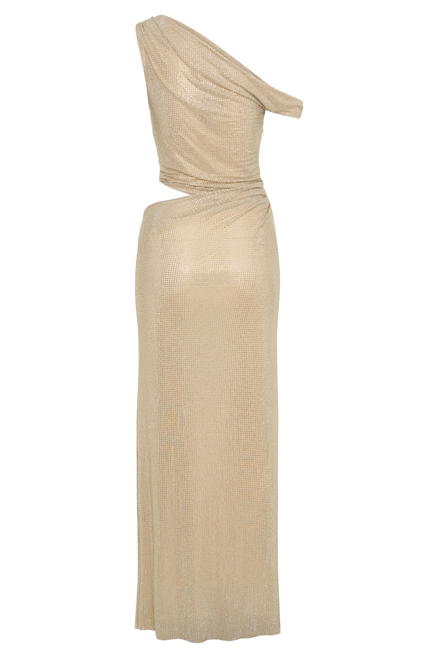 Kenny Diamante One Shoulder Maxi Dress - Gold #9