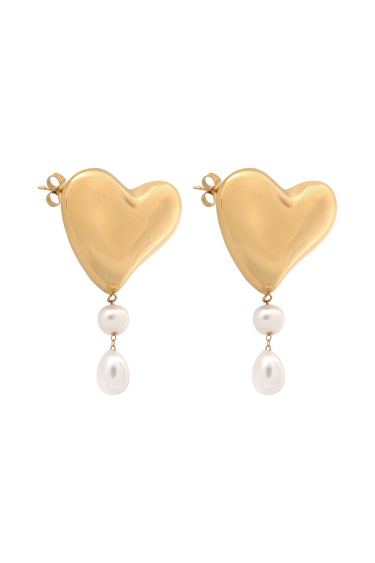 Kiara Heart Pearl Drop Earrings - Gold #6