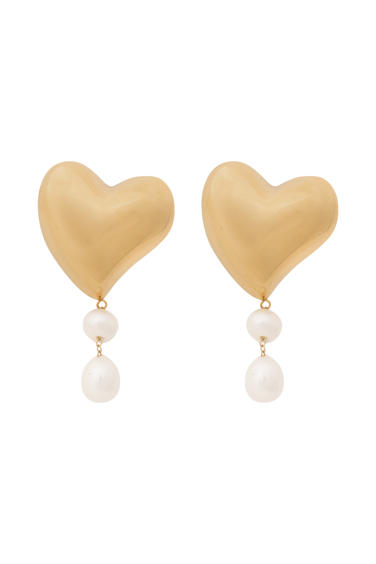 Kiara Heart Pearl Drop Earrings - Gold #5