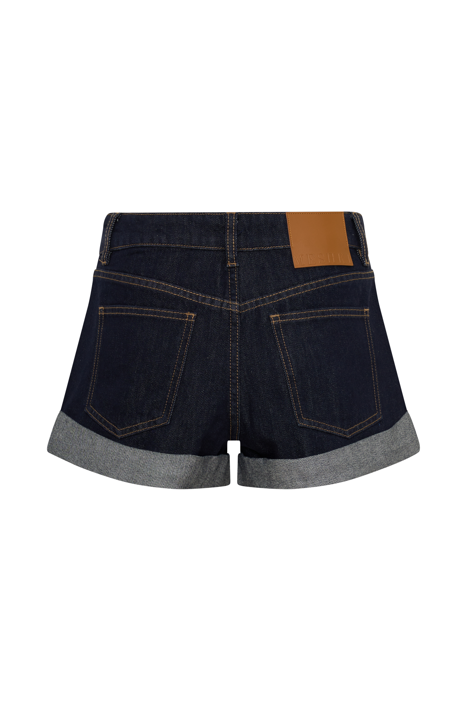 Krissy Rolled Hem Denim Shorts - Washed Indigo Blue #8