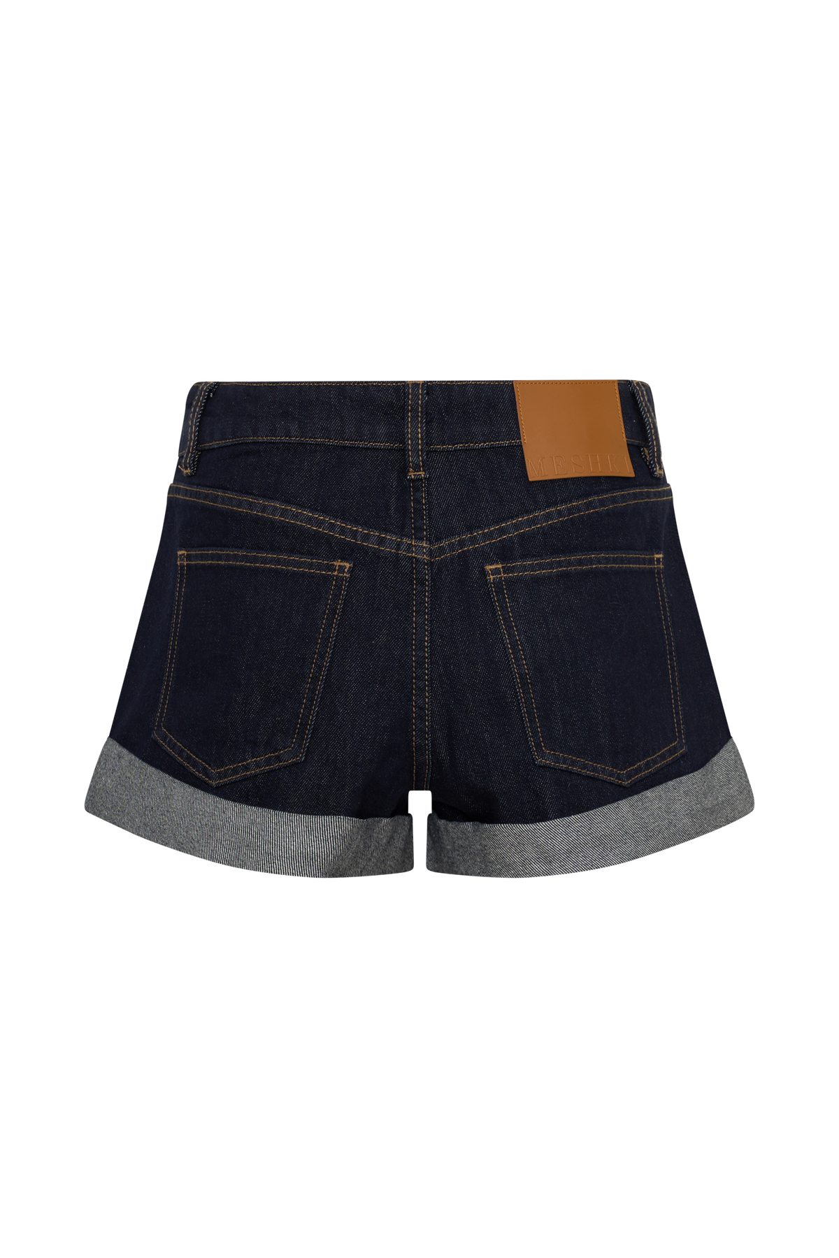 Krissy Rolled Hem Denim Shorts - Washed Indigo Blue #8