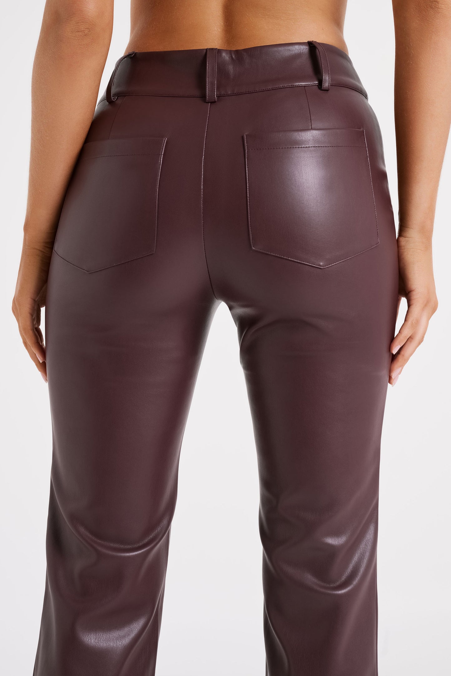 Laurette Faux Leather Straight Leg Pant - Dark Chocolate