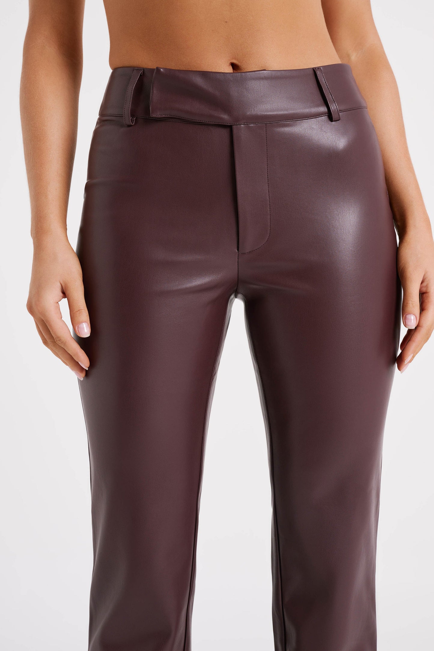 Laurette Faux Leather Straight Leg Pant - Dark Chocolate