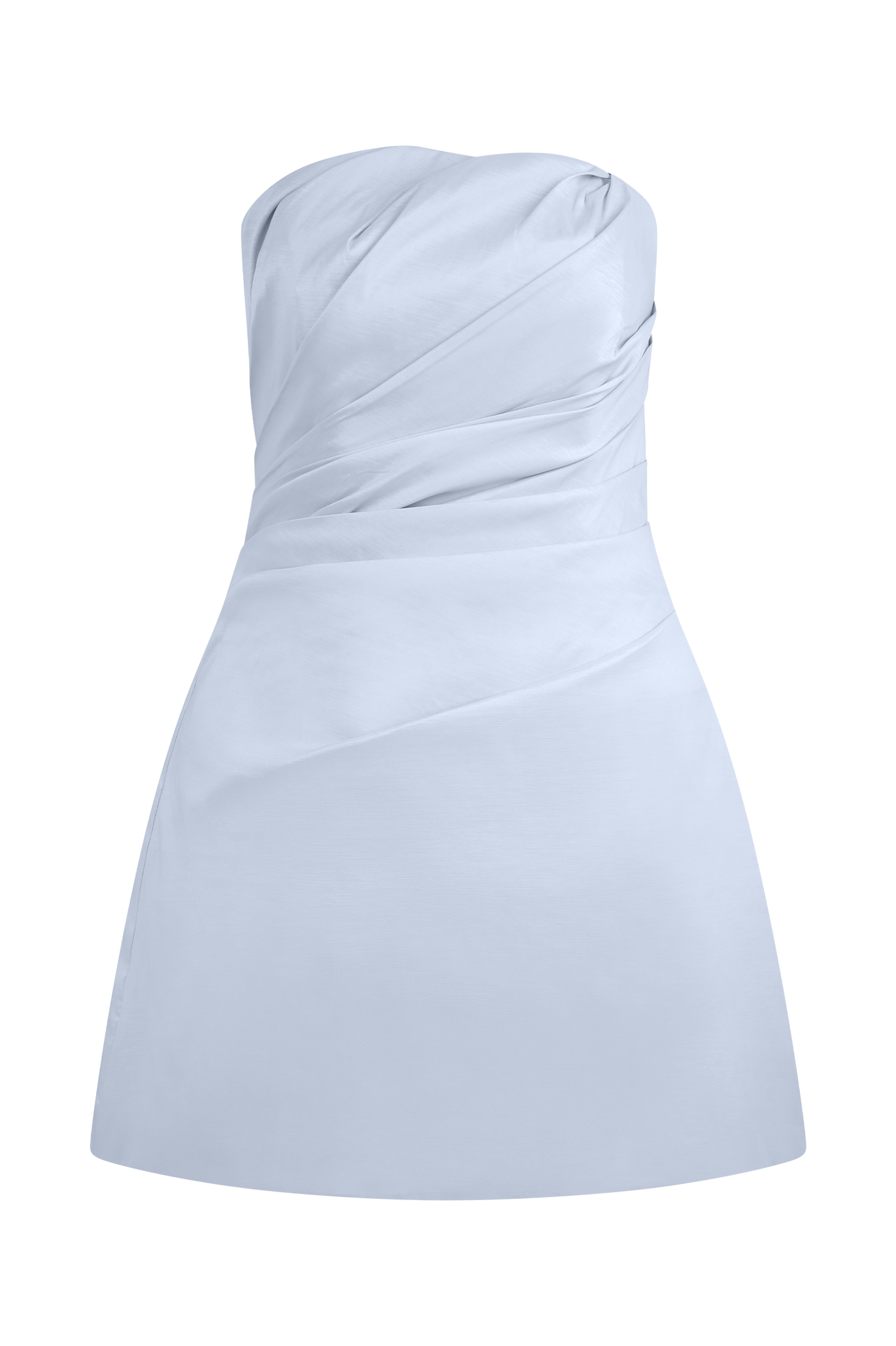 Leslie Gathered Taffeta Mini Dress - Frosted Blue