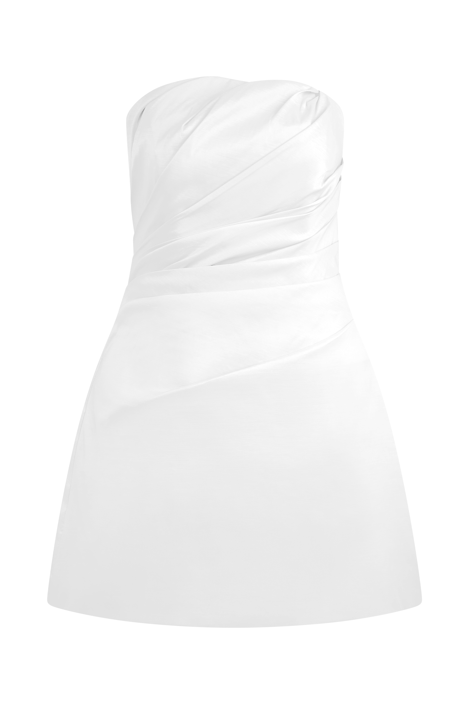 Leslie Gathered Taffeta Mini Dress - White #10