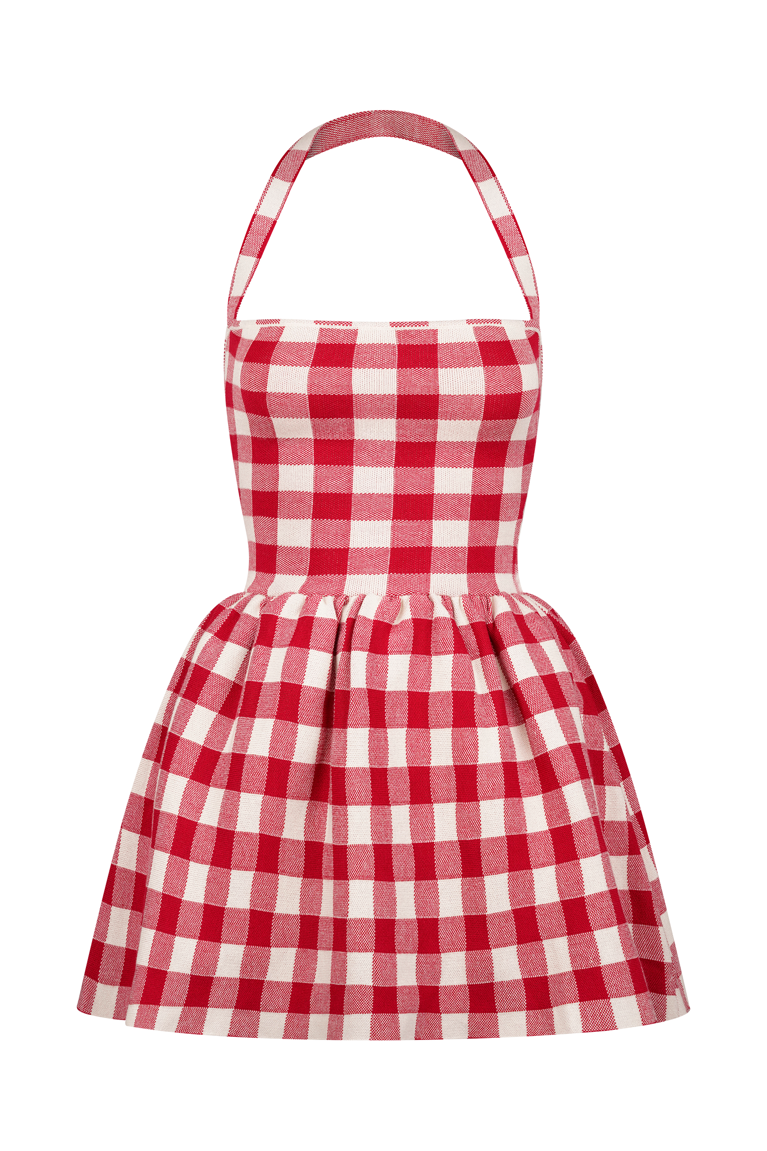 Lindsay Halter Knit Mini Dress - Red Gingham #9