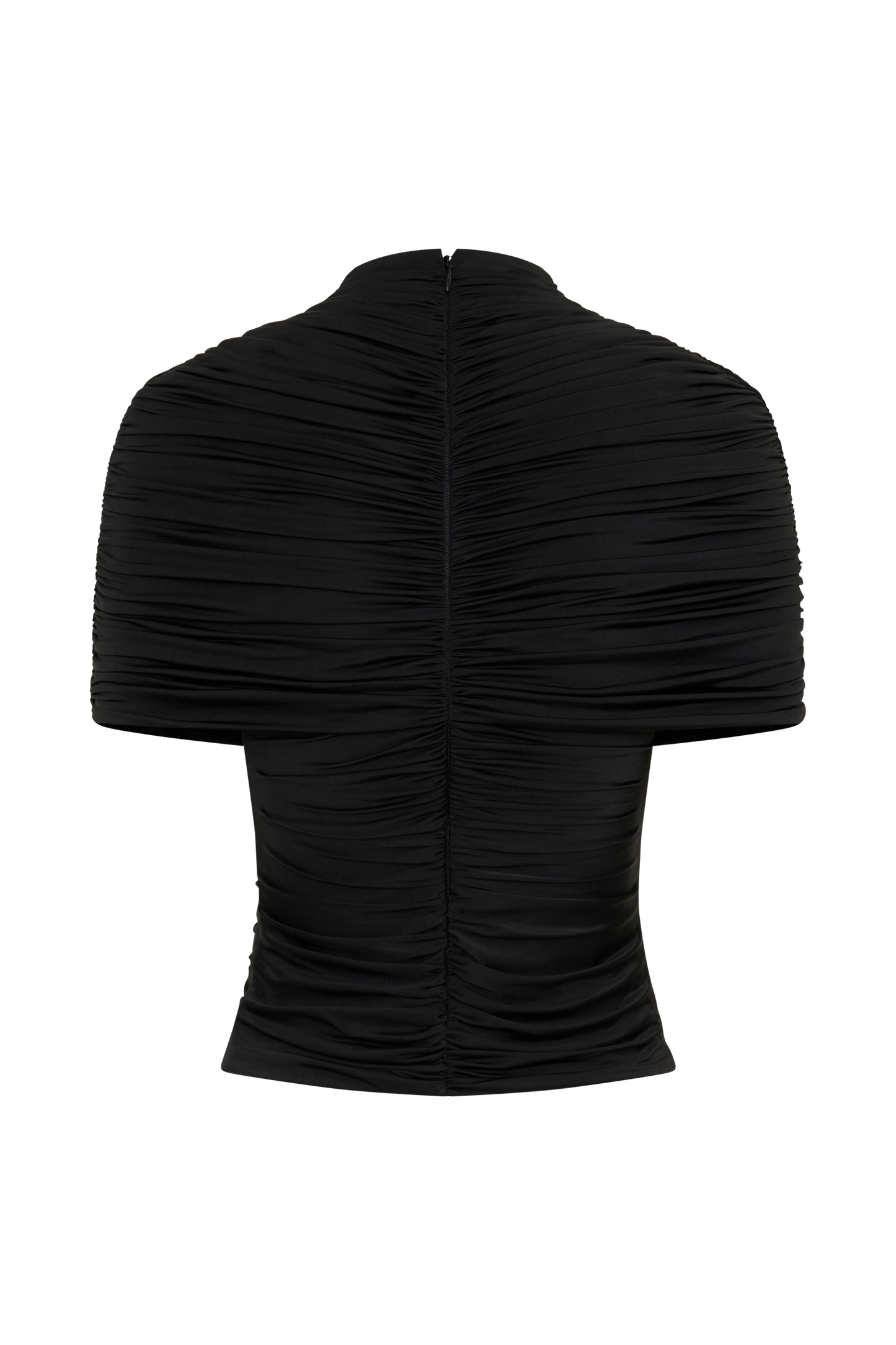 Linh Slinky High Neck Gathered Top - Black