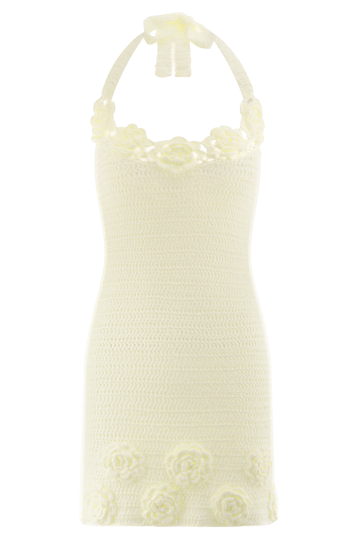 Liyah Floral Hand Crochet Mini Dress - Ivory #9