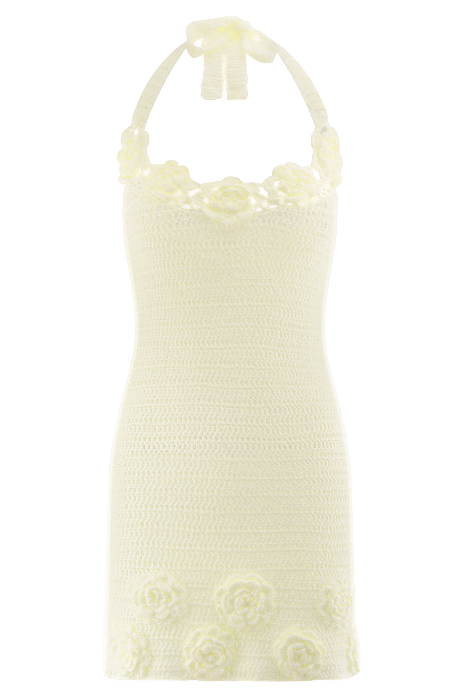 Liyah Floral Hand Crochet Mini Dress - Ivory #9