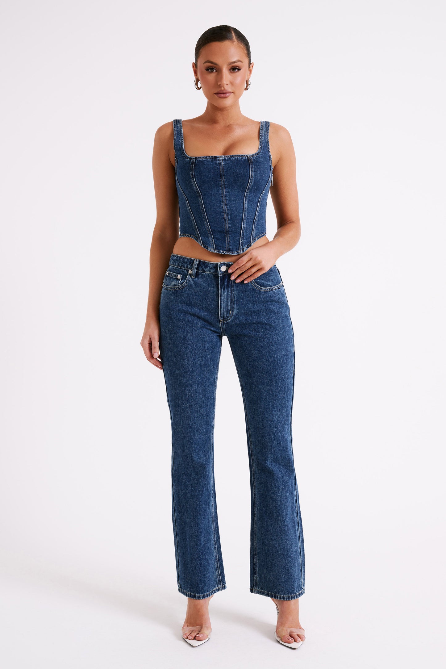 Stephy Low Rise Straight Leg Denim Jean - Dark Blue