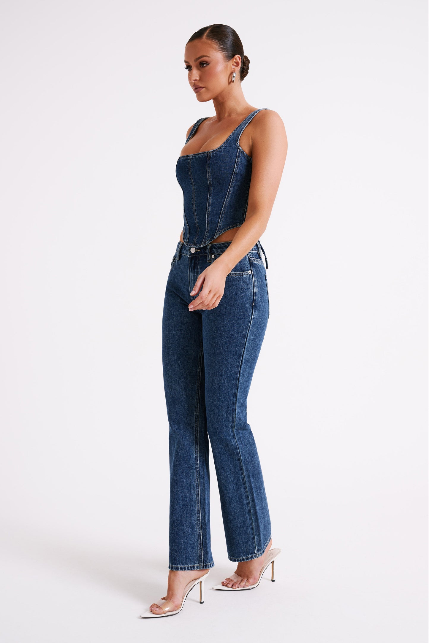 Stephy Low Rise Straight Leg Denim Jean - Dark Blue