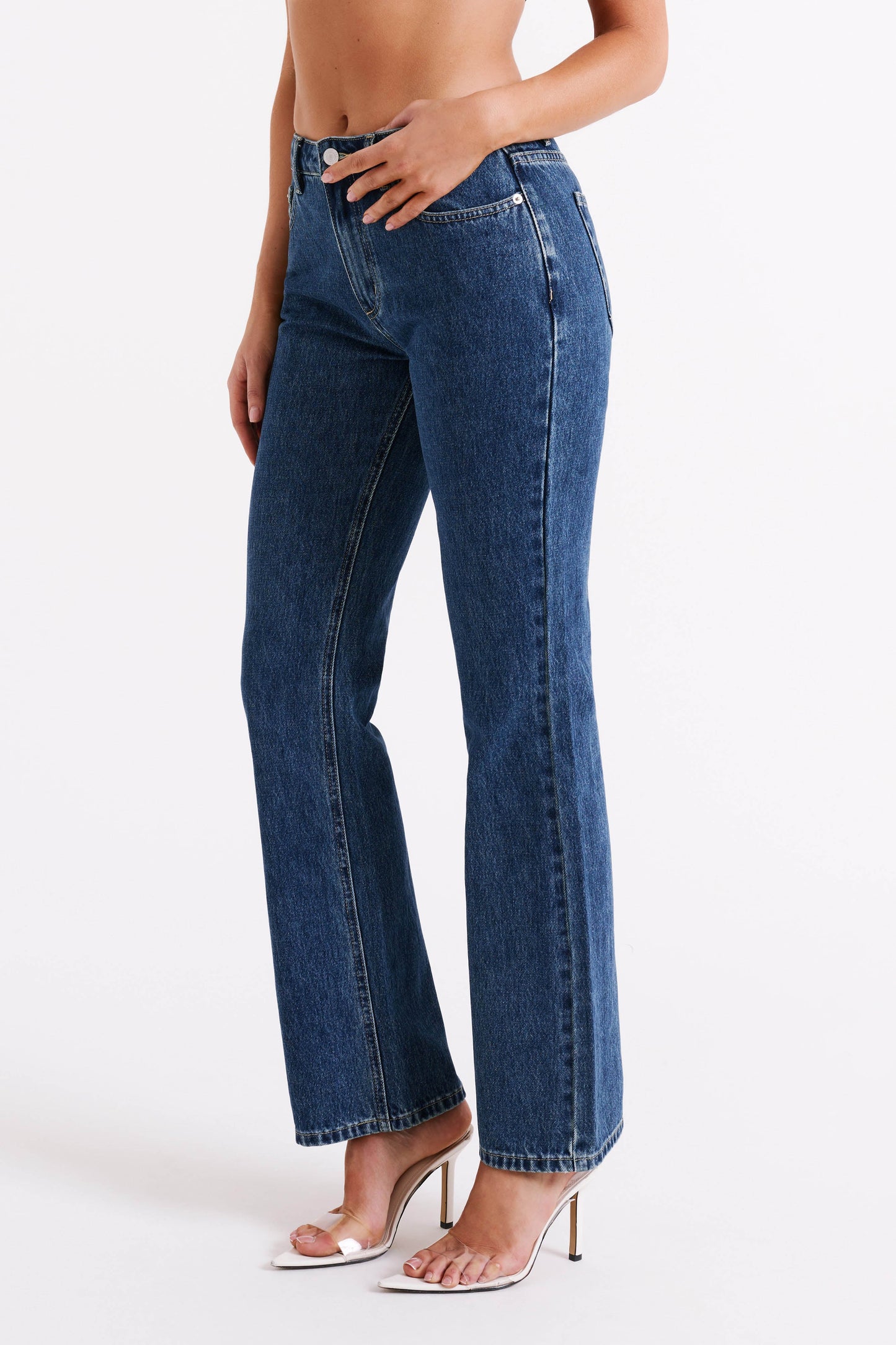 Stephy Low Rise Straight Leg Denim Jean - Dark Blue