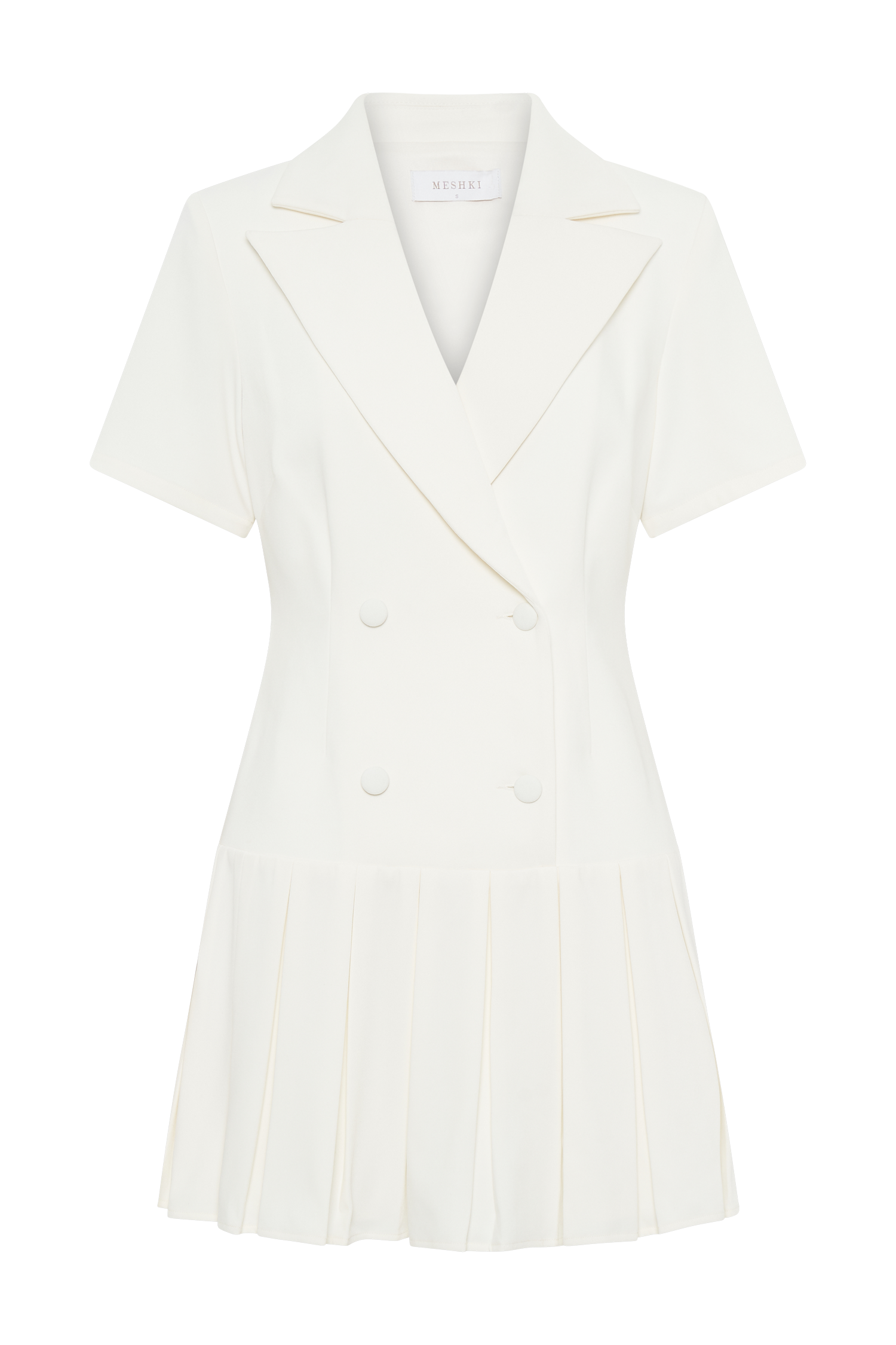 Quentin Suiting Pleated Mini Dress - Ivory #12