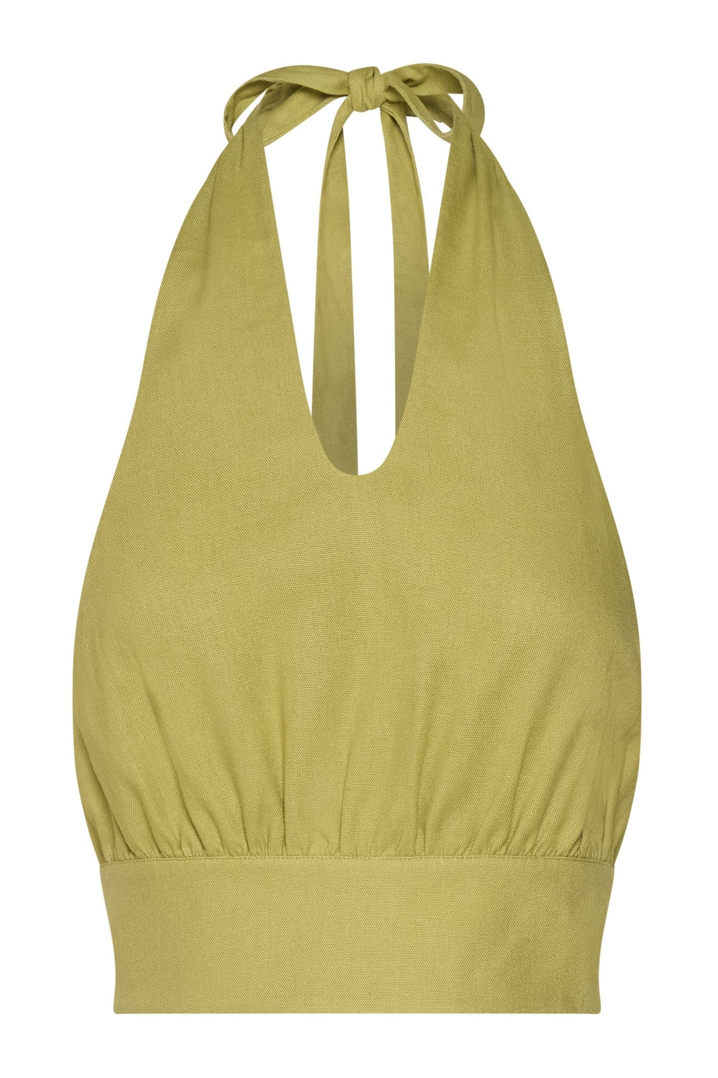 Piper Halter Neck Linen Crop Top - Apple