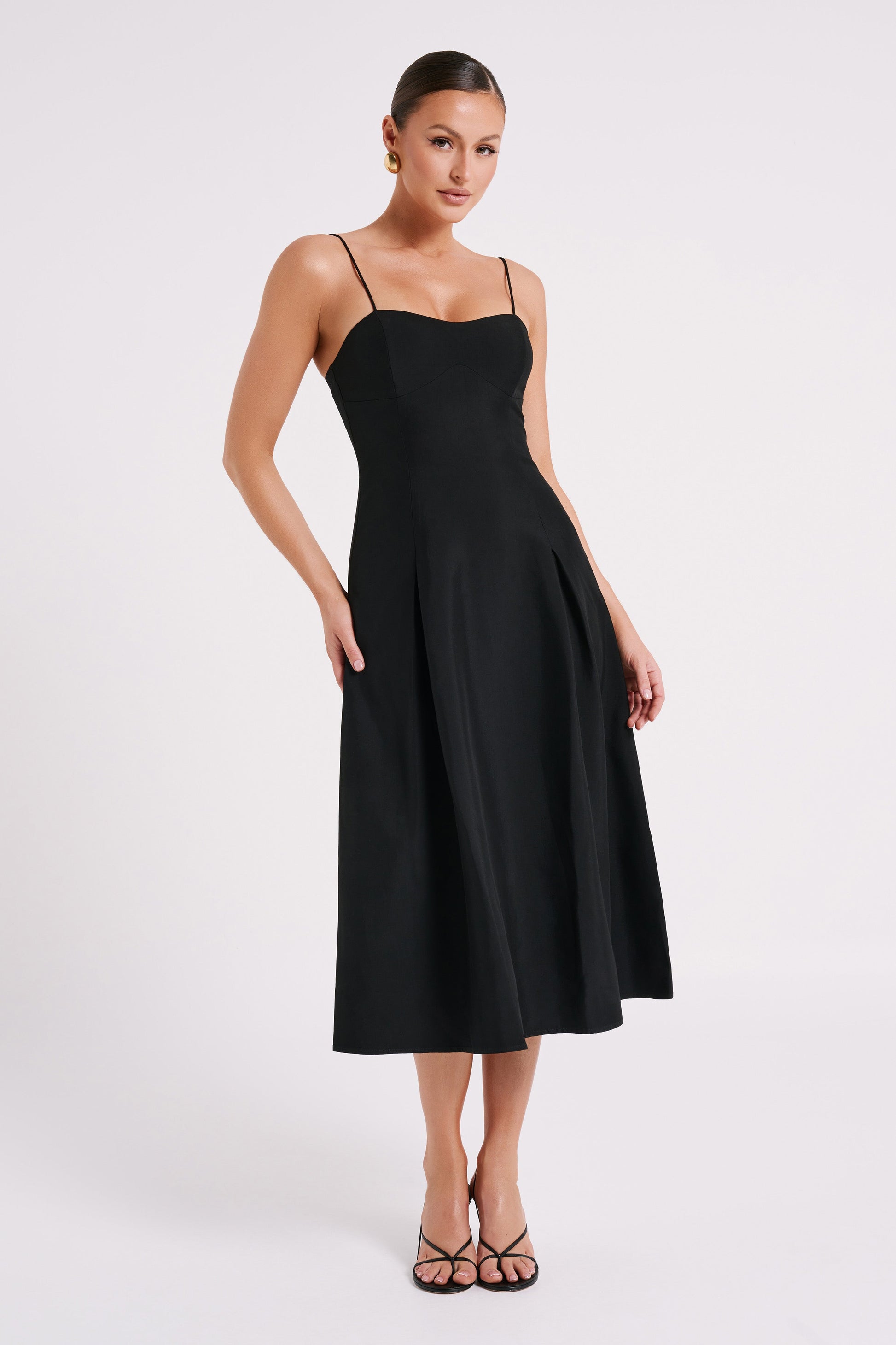 Alaina A-Line Midi Dress - Black #5