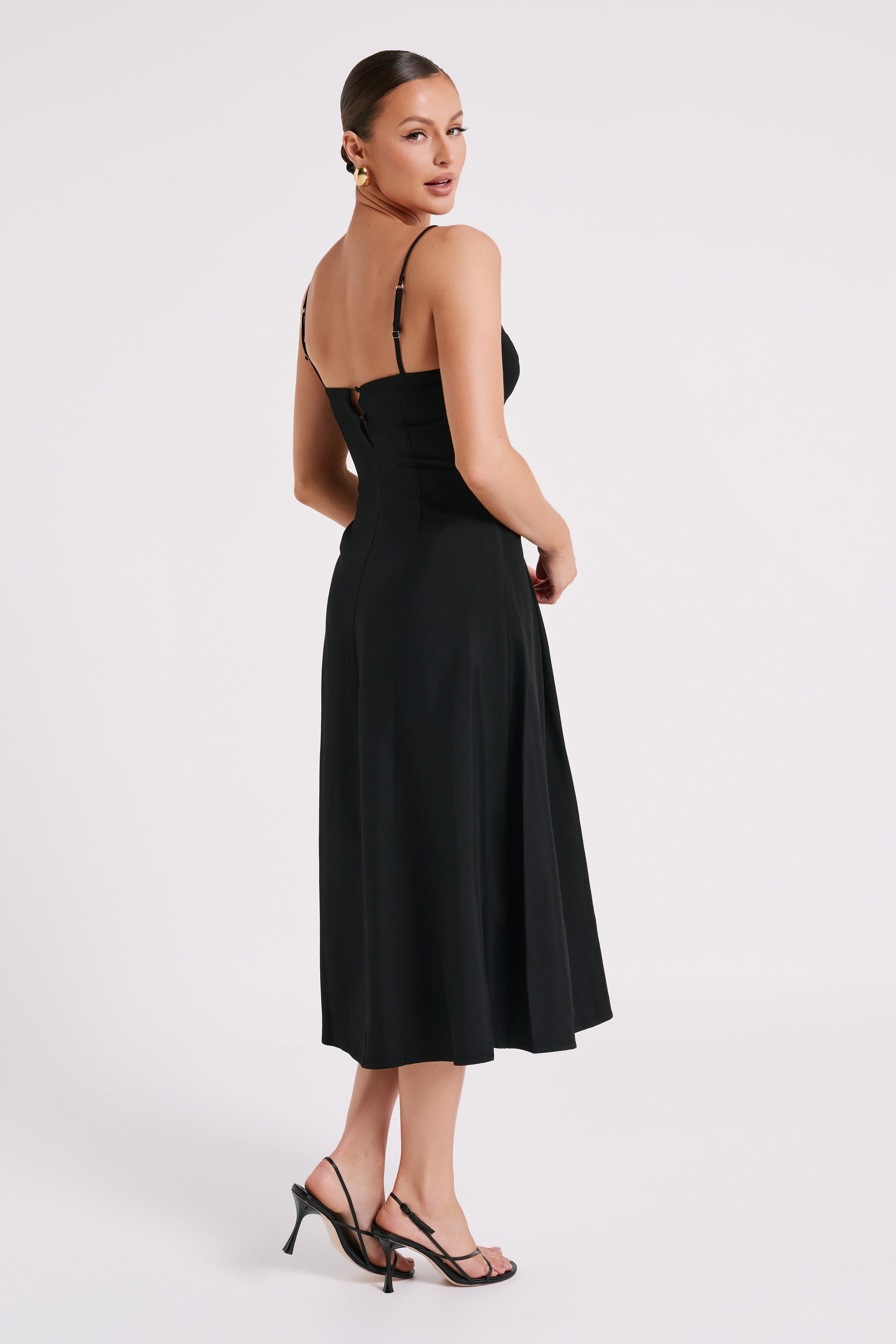 Alaina A-Line Midi Dress - Black #3